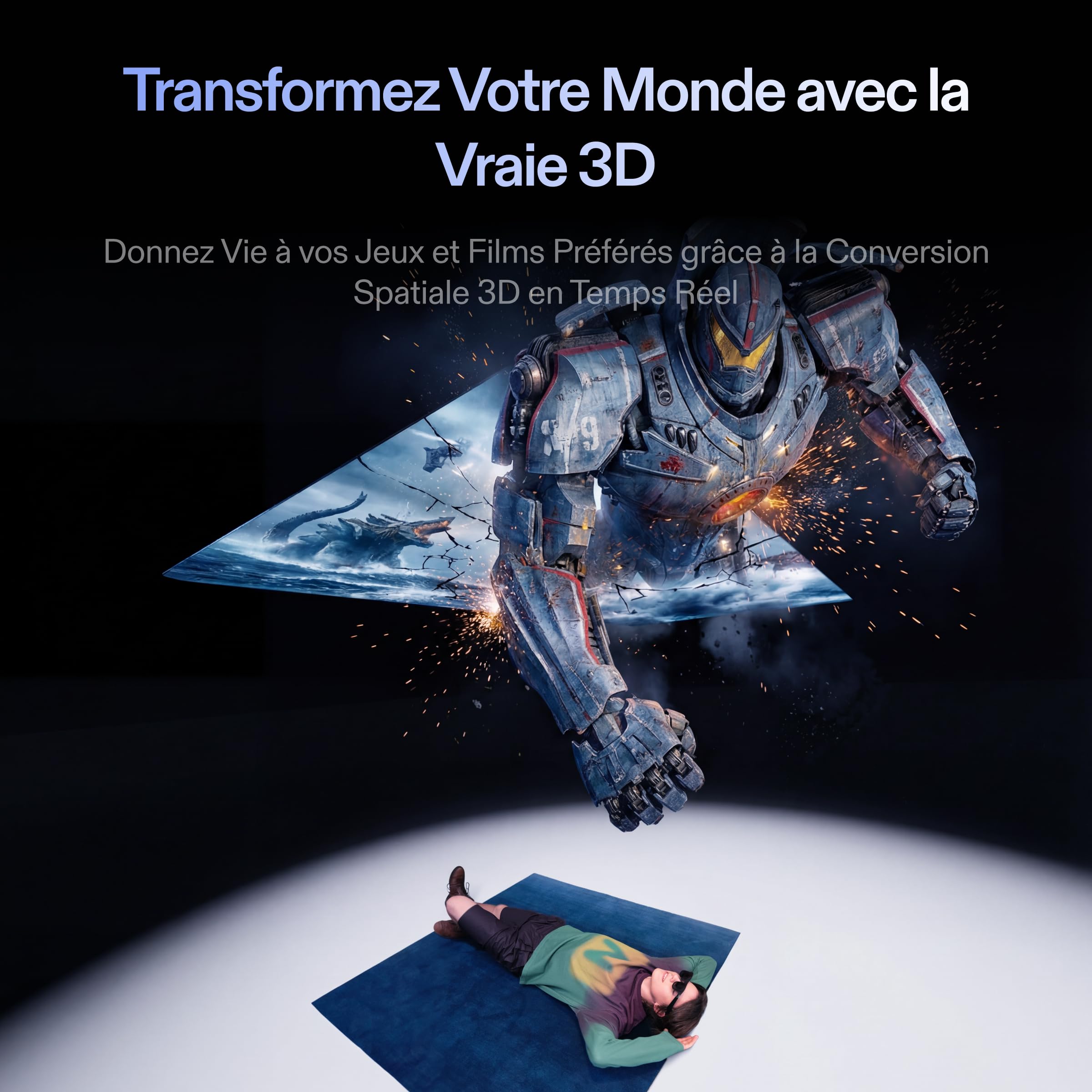 XREAL 1S AR/XR Lunettes, Lunettes de Réalité Augmentée avec Écran Virtuel 500", 52° FOV, 3DoF Natif, Real 3D, X1 Puce, Compatibles USB‑C DisplayPort Appareils, iPhone 17/16/15, Console ROG/SteamDeck