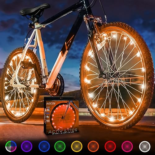 Activ Life 2-Tire Pack LED Bike Wheel Lights with Batteries Included, Get 100% Brighter and Visible from All Angles for Ultimate Safety and Style
