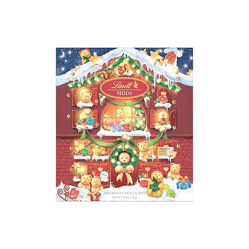 Lindt - Calendario de Adviento con osito de chocolate y caramelo variado, 4.5 onzas