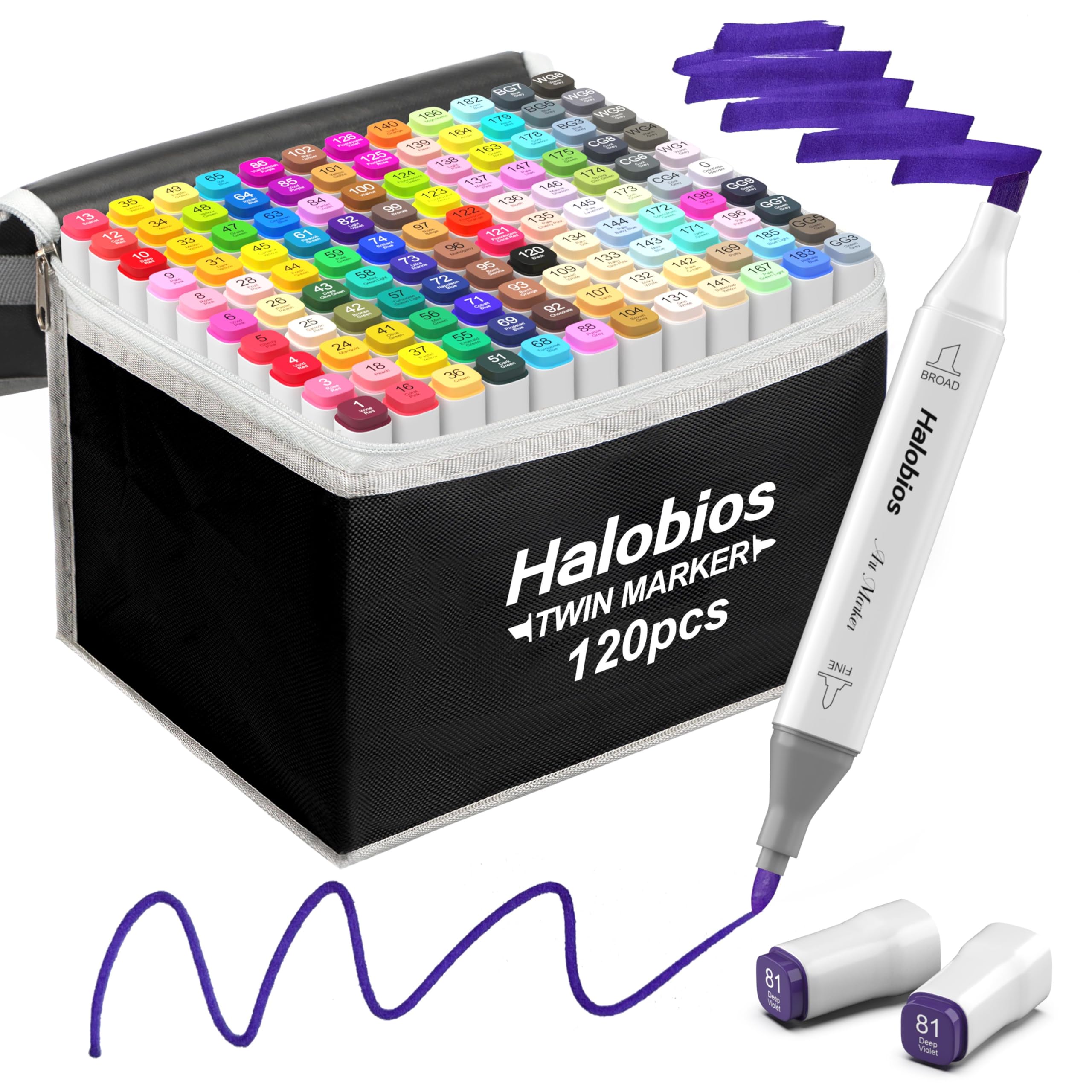 Amazon.com : Halobios 120 Colors Alcohol Markers Set, Dual Tip