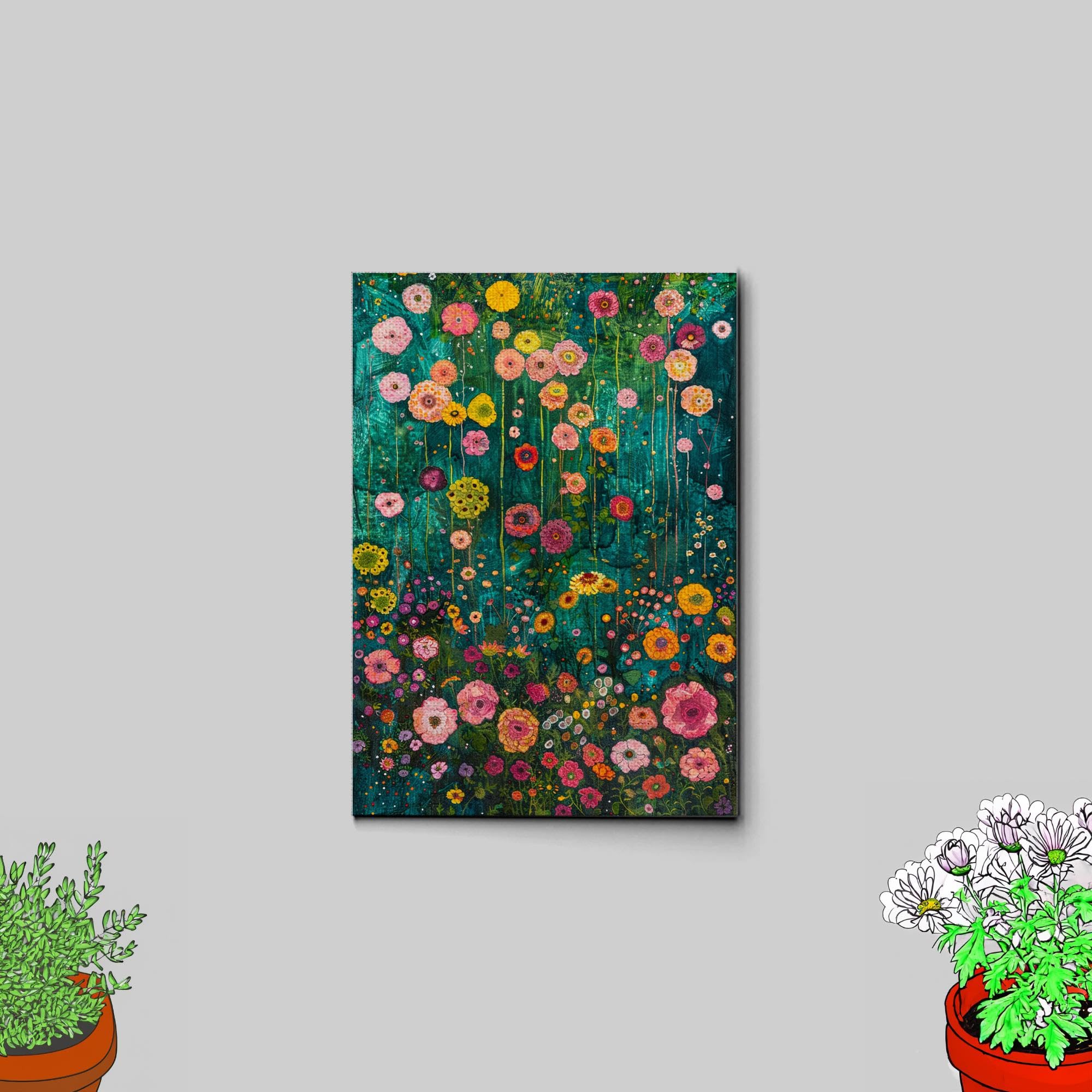 Amazon.com: Flower Garden by Gustav Klimt Canvas Art Print