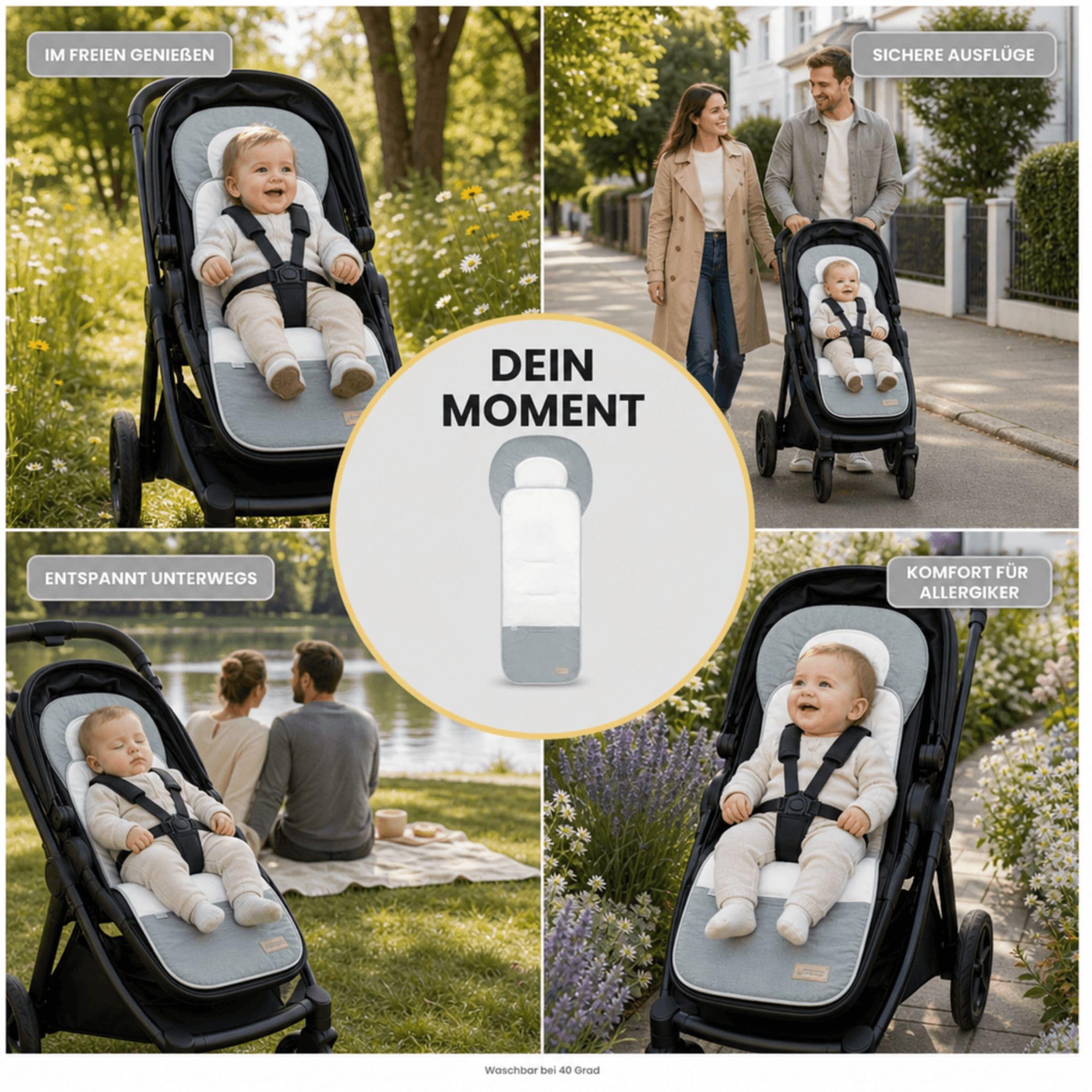 Odenwälder BabyNest Babycool-Auflage Kinderwagen Sitzauflage waschbar atmungsaktiv Sommer Winter