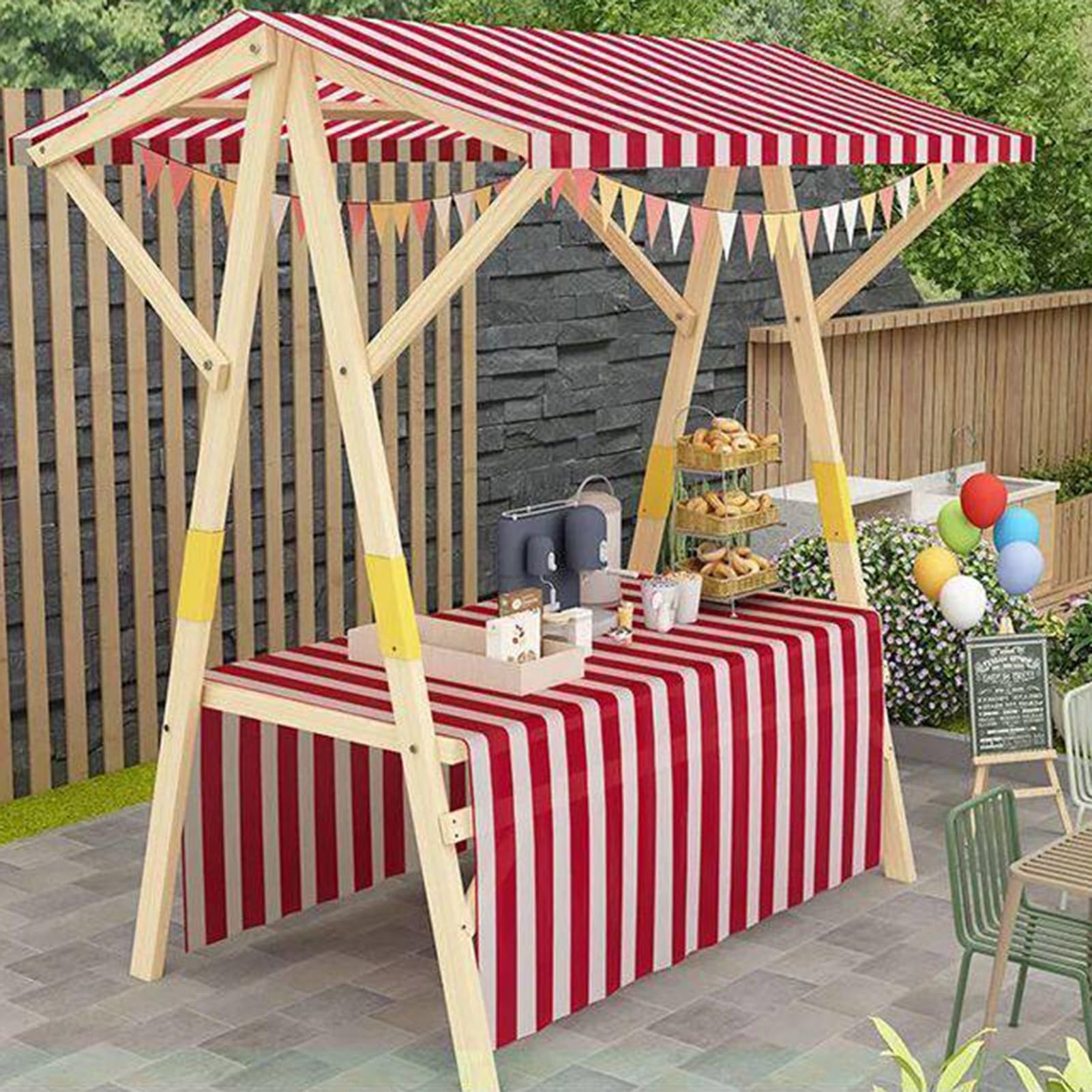 Carrello di Esposizione in Legno, Supporto Alimentare Portatile con tettoia, Cabina di Vendita Pieghevole per mercati, fiere di Strada, Eventi all'aperto, capacità 200kg, Facile Installazione