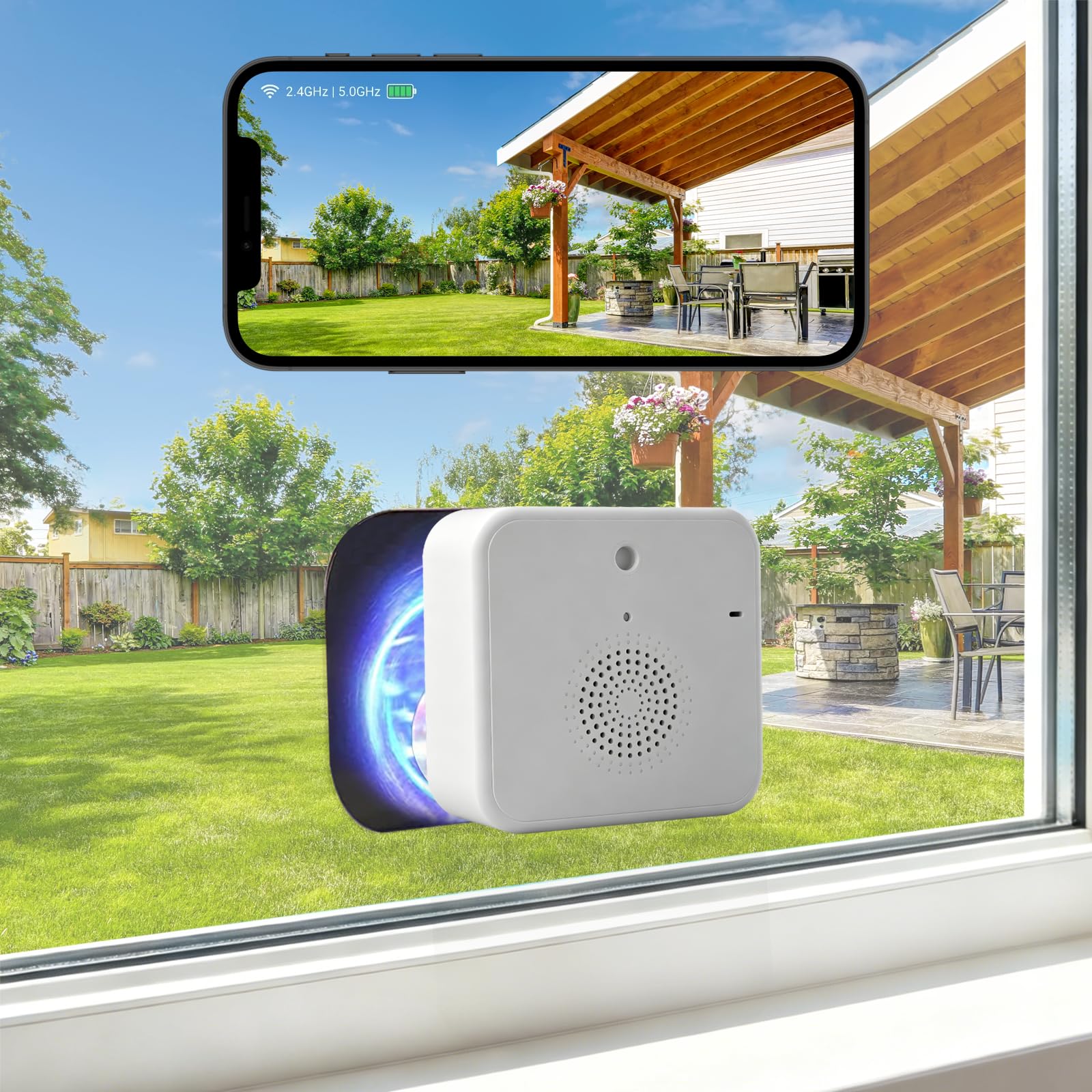 100% Wireless: No Wires, No Outlets, No Drilling. 4MP Color Night Vision & Anti-Glare. Magnetic Mount for Rentals & Homes 2.5K Wireless Window Camera with 45-Day Battery, 2.4/5G WiFi, 6s Pre-Roll