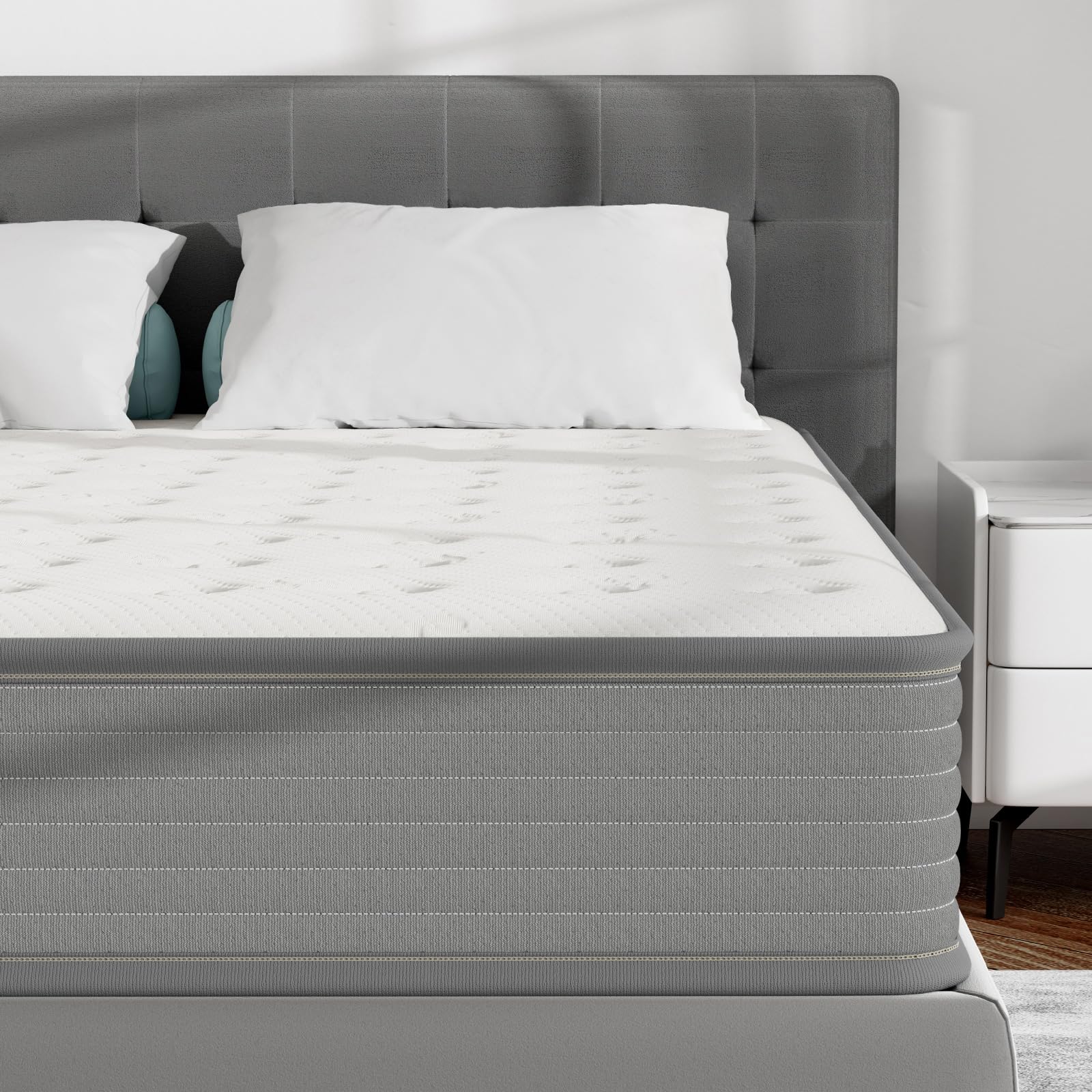 Good Nite Single Mattress 3FT 8 Inch Memory Foam Pocket Sprung, Individually Wrapped Pocket Springs Hybrid Mattresses with Breathable Foam, Medium-Firm Feel, 90x190x20cm