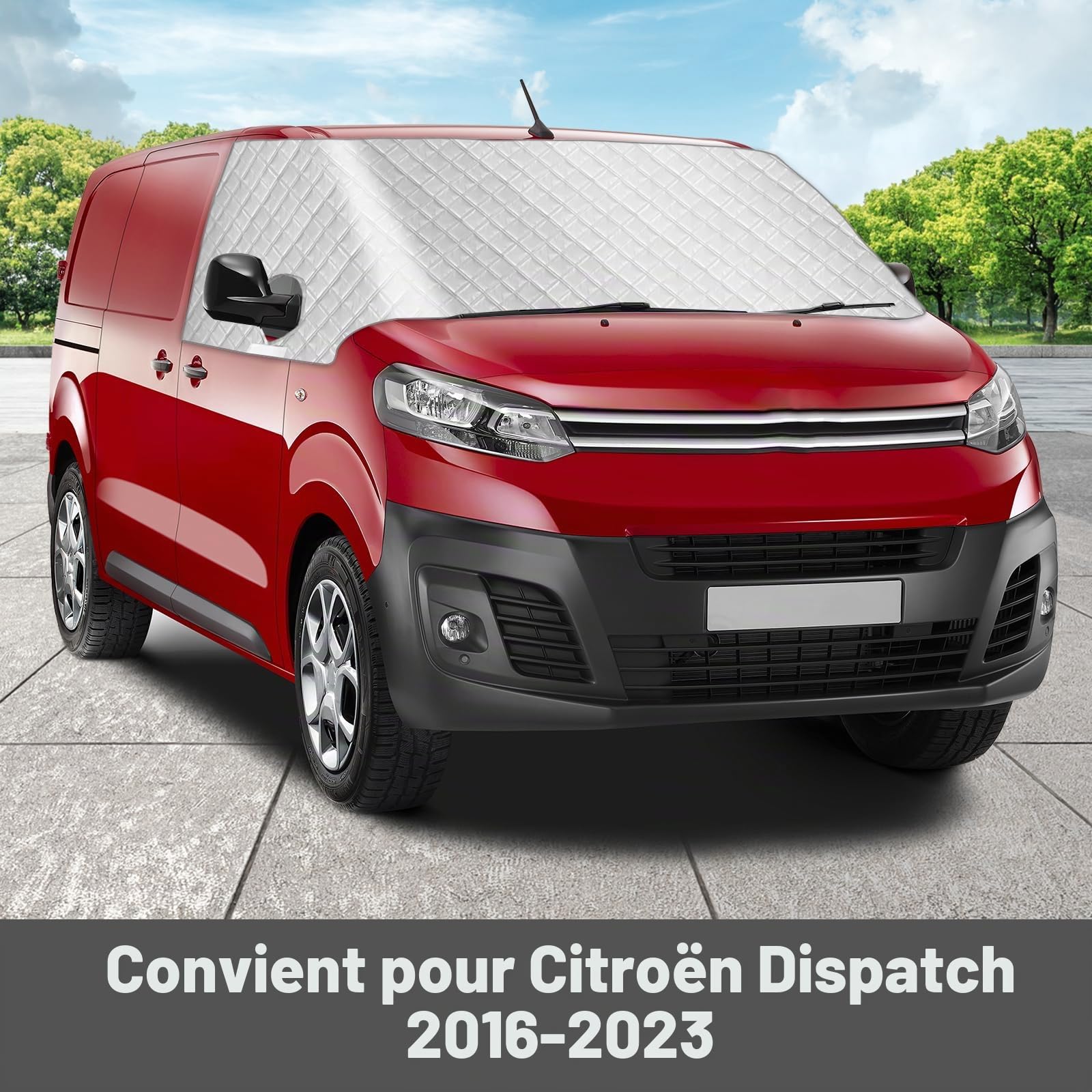 Couverture Pare Brise Voiture Hiver pour Citroen Jumpy Dispatch Expert Scudo Vivaro 2016-2023, Anti Givre Neige Glace Soleil Housse de Protection de Pare-Brise Avant de Voiture