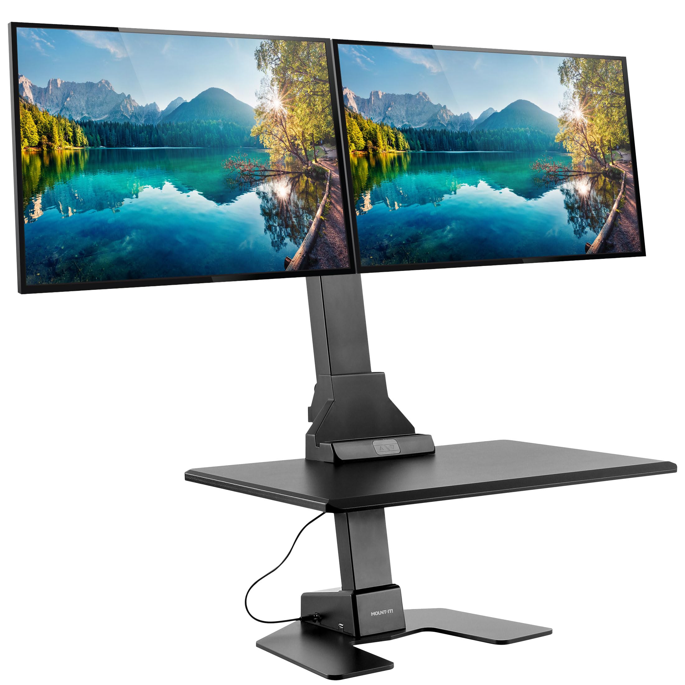 Amazon | Mount-It!ダブルモニター電動スタンディングデスク