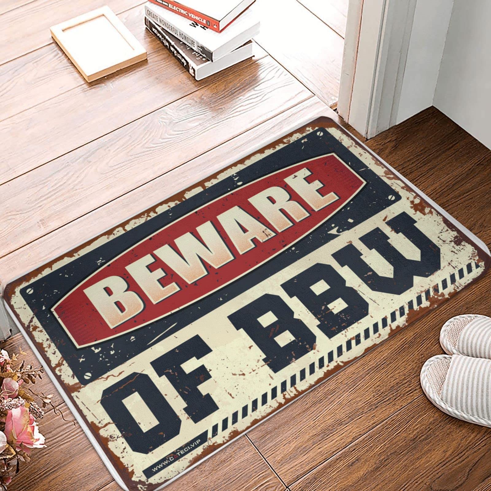 Tapis de porte d'entrée Beware of BBW anti-saleté paillasson extérieur 50x80