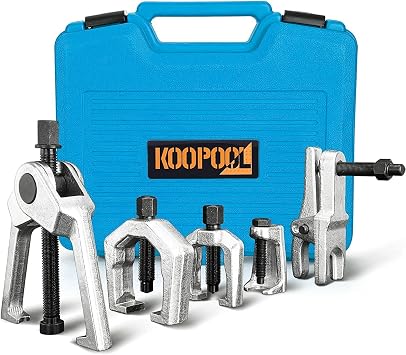 KOOPOOL Ball Joint Separator, Pitman Arm Puller, Tie Rod End Tool,5-in-1 Front End Service Set for Easy Removal of Most Popular Types of Pitman Arms, Tie Rods and Ball JointsBlue