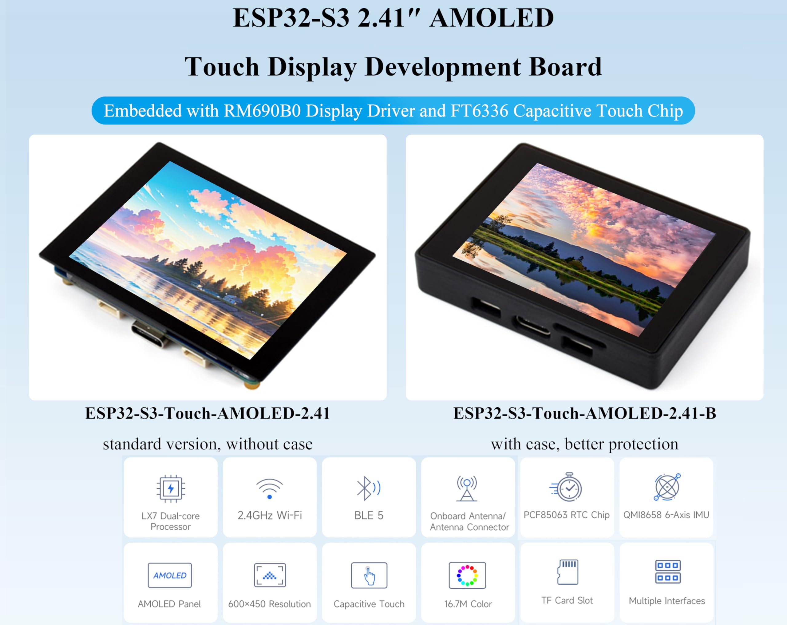 ESP32-S3 1.8″ AMOLED Touch-Entwicklungsboard –  Produktbild-Vorschau 3