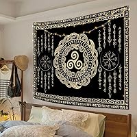 Vista 2 de F-FUN SOUL Tapiz de los vikingos nórdicos, franela suave, 40 x 30 pulgadas, nudo triskele vikingo, runa celta, tapiz de mitología estética