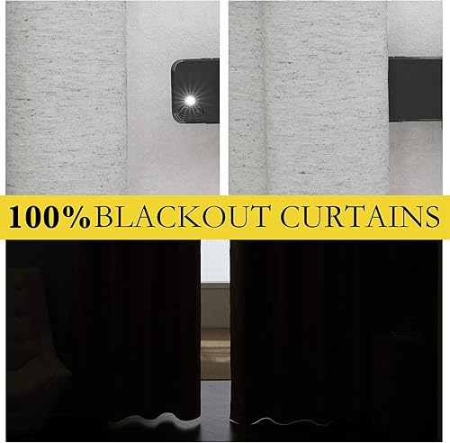 Miniatura 2 de NICETOWN Cortinas de lino completamente sombreadas para sala de estar, 2 piezas, 52 pulgadas de ancho x 72 pulgadas de largo, protección de