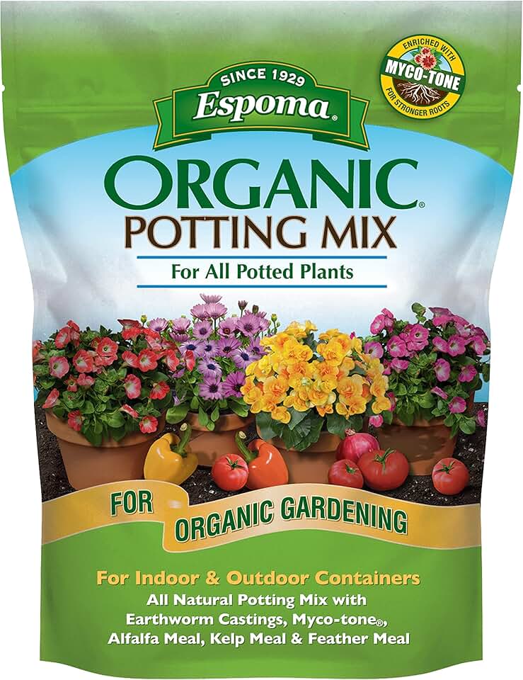 Espoma Organic Potting Soil Mix - All Natural Potting Mix for All Indoor &amp; Outdoor Containers Including Herbs &amp; Vegetables. for Organic Gardening, 4qt. Bag. Pack of 1