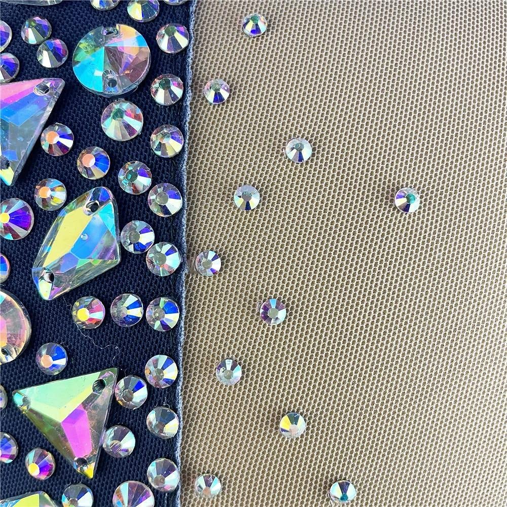 Professionelles Eislauf Kleid Für Mädchen Handgefertigtes Eiskunstlauf Wettbewerb Kostüm Langärmliges Farbverlauf Silber Netzrock Für Rhythmische Gymnastik Strasssteine Rollschuhlaufen