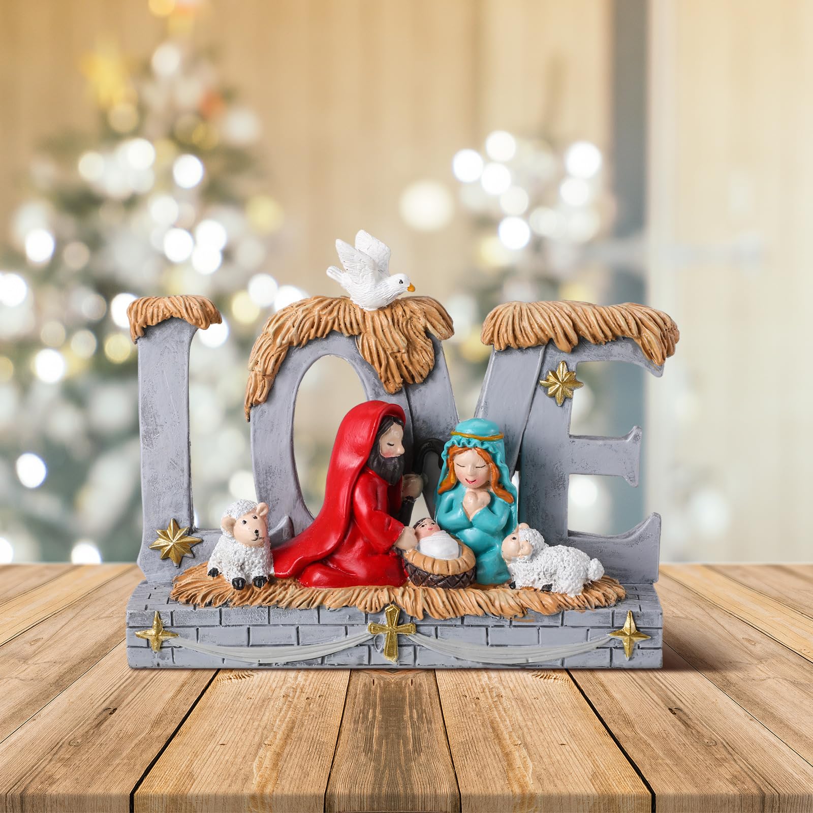 Crèches De Noël Crèche De Noël Pearl - 10 Pièces Avec étable En Bois Et Figurines En Porcelaine | Décoration Traditionnelle Décoration Noël Religieuse