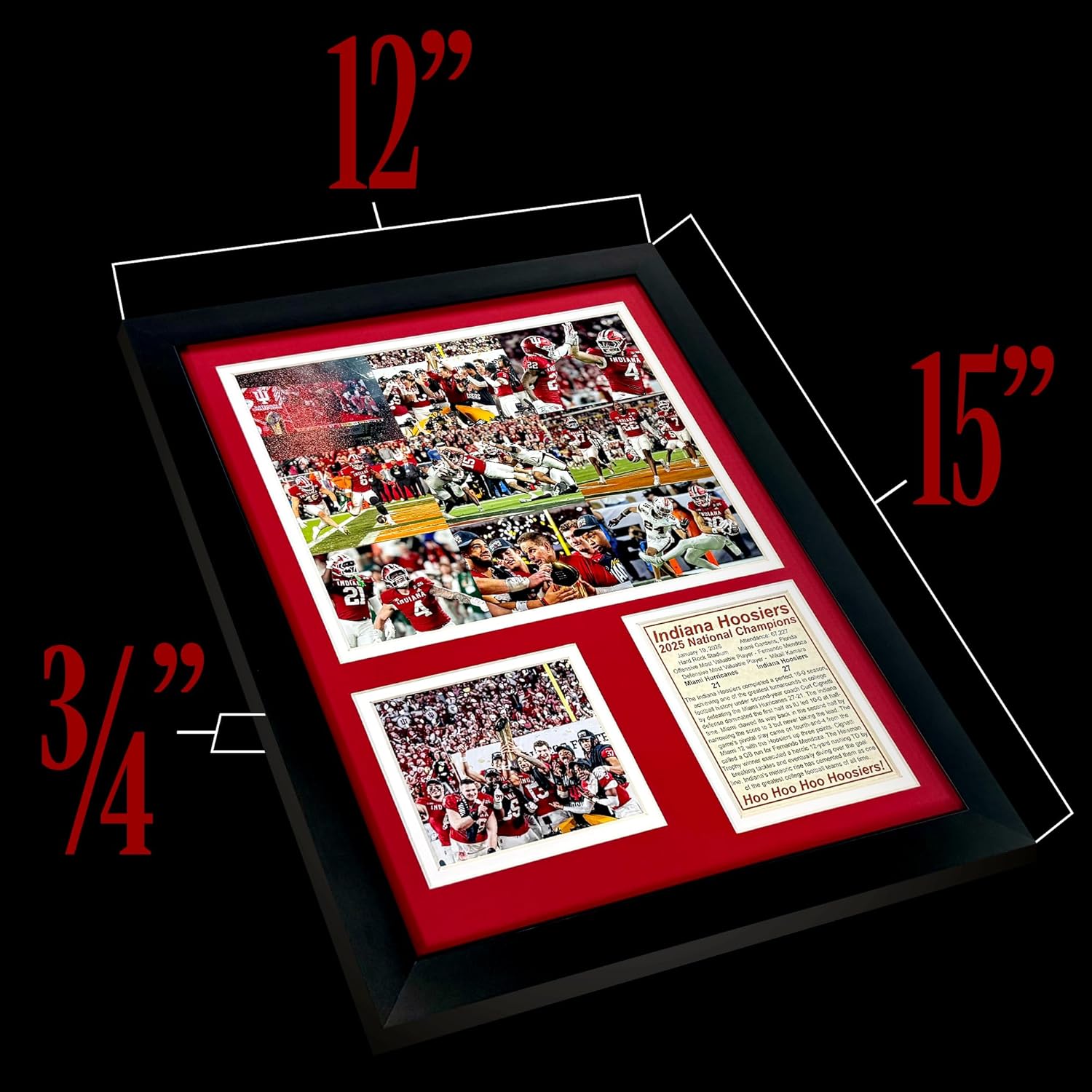 Indiana Hoosiers | 2025 CFP National Champions | Collectible Hoosier Football Memorabilia | Framed Picture & Photo Collage Gift, Man Cave Wall Art, Home & Room Decor | 2 Sizes & 2 Styles (Mosaic, 12"x15") - Image 7