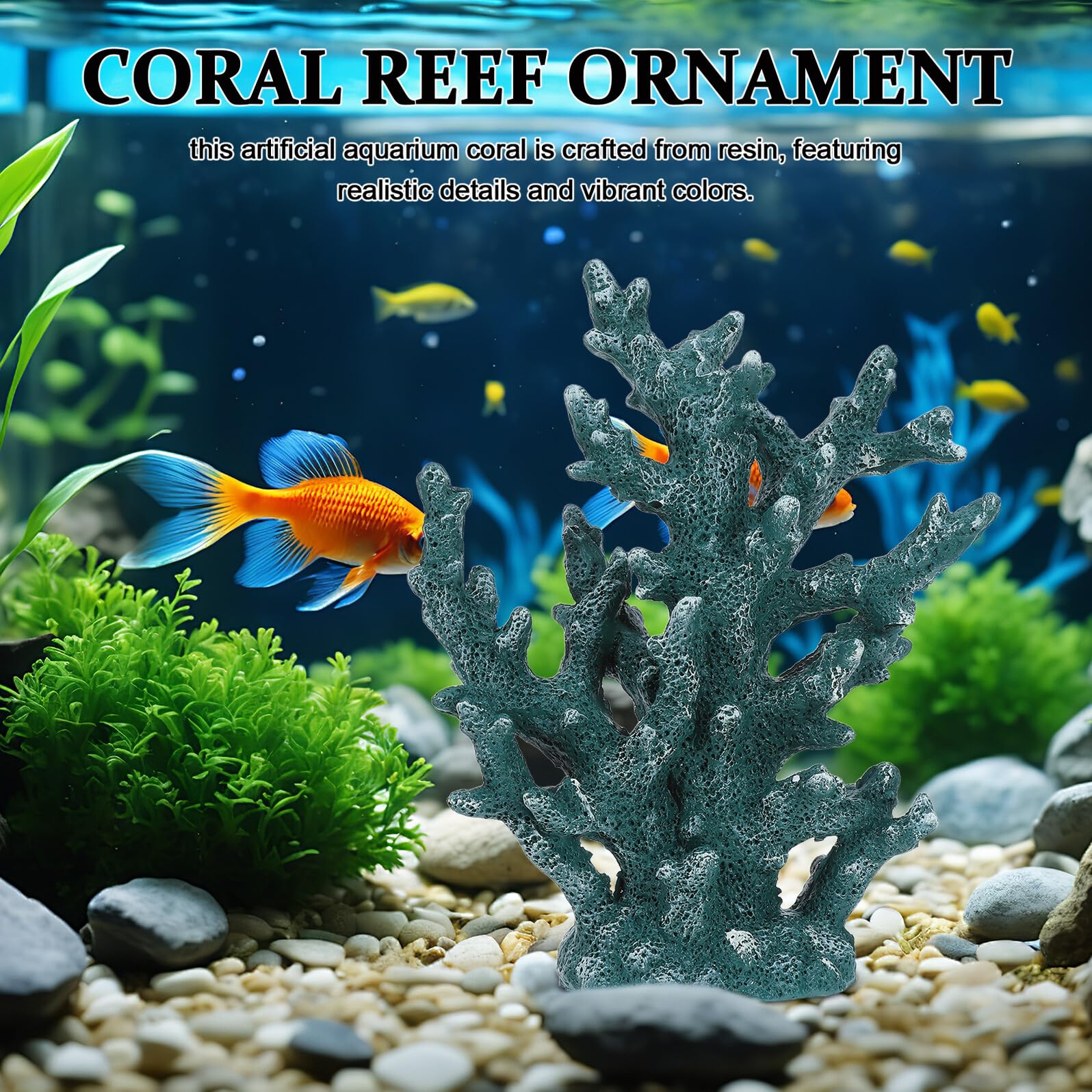 Symulowany posąg koralowca sztuczny koral Rośliny akwariowe wystrój sztucznej rafy sztuczna koralowa Centralny element z żywicy koralowej Aquarium Coral Reef Olive Green