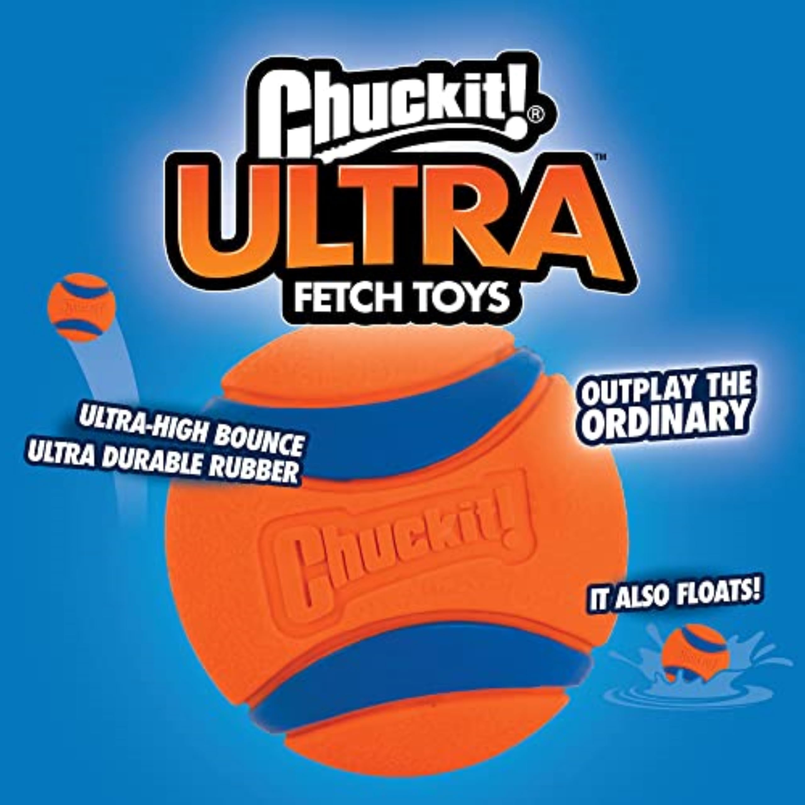Chuckit! Ultra Ball Hundespielzeug, Eimer, langlebiger Gummi-Hundeball und Eimer, hohe Sprungkraft, schwimmend, Chuck It Launcher, kompatible Spielzeugbälle für Hunde mit Tragetasche, 8 Stück,