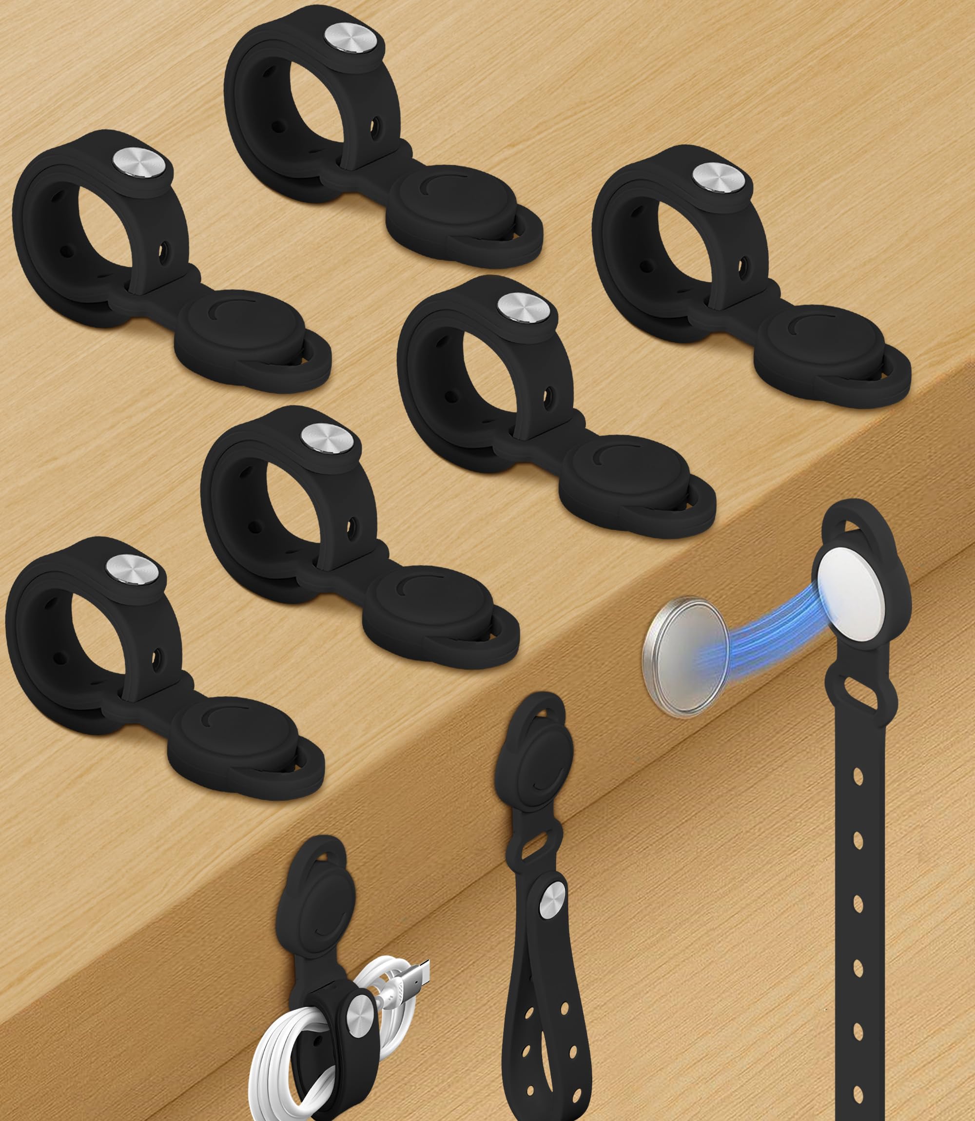 Nearockle Magnetic Cable Ties, 2025 Upgraded Adjustable Silicone Cord Ties with Strong Magnet for Organizing & Hanging Earphone Computer Data Cords in