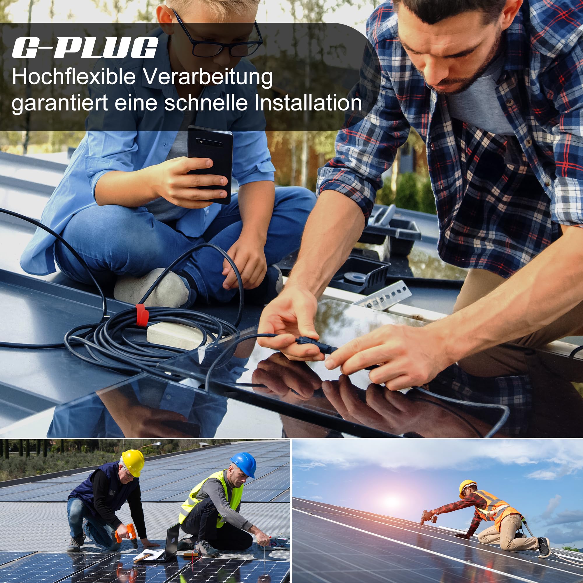 G-PLUG 50m Solarkabel 6mm² - Hervorragende Witterungsbeständigkeit & mühelose Installation - Innen- und Außen-Photovoltaikdraht - Längenoptionen: 10m, 20m, 30m, 50m