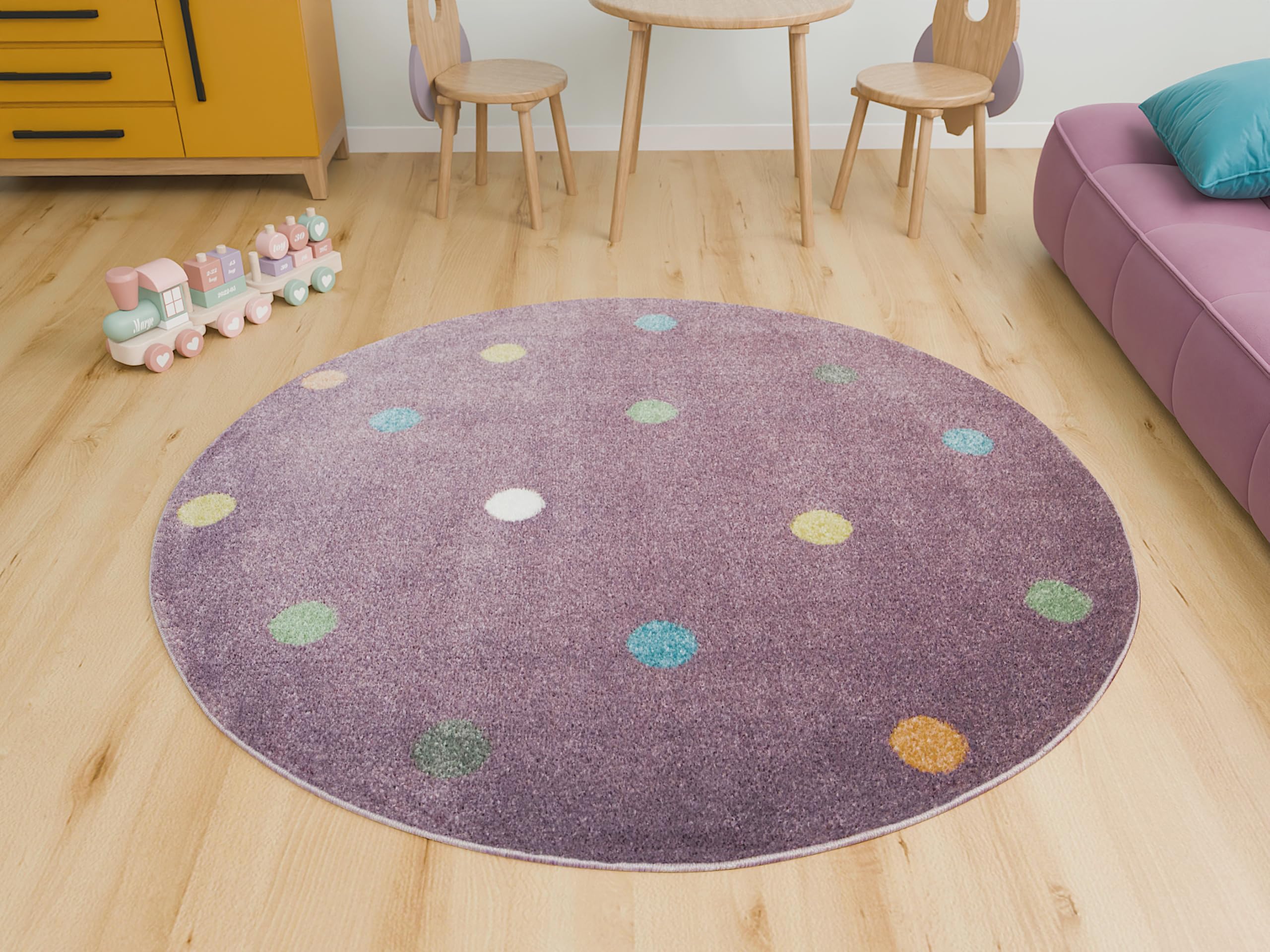 Teppich Rund Kinderzimmer Elefant Design Kurzflor K Produktbild-Vorschau 5