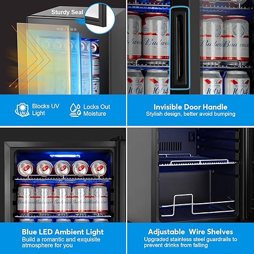Miniatura 5 de Refrigerador de vino pequeño de 8 botellas, mini enfriador de vino con estantes extraíbles, control táctil digital de luz interior, puerta de vidrio