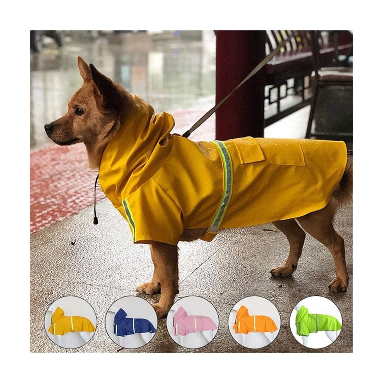 Płaszcz przeciwdeszczowy dla psa, Pets Dog Hooded Raincoat Reflective Large Dogs Rain Coat Waterproof Jacket Fashion Outdoor Breathable Clothes For Pets(Pink,XX Large)