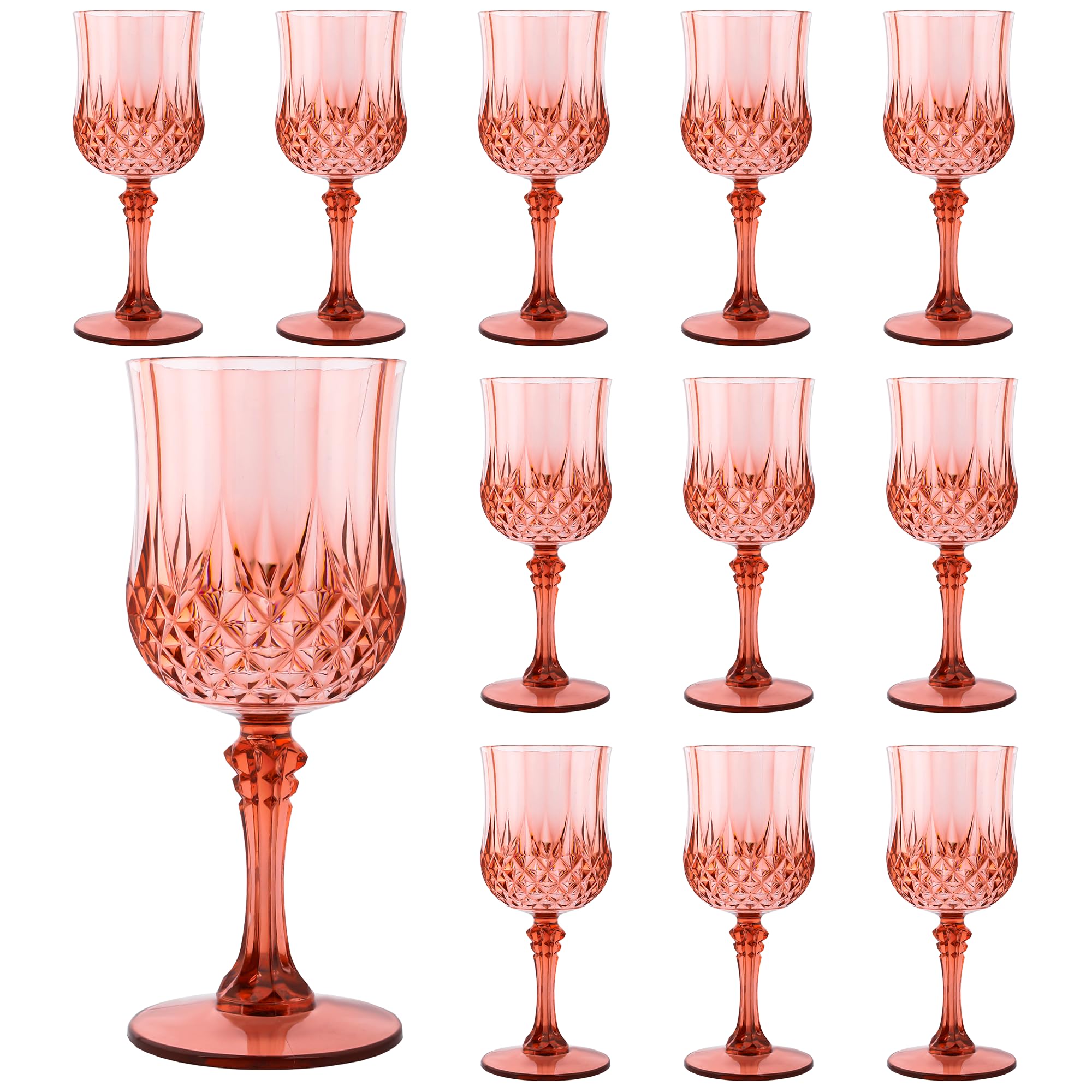 LEYIQU Plastic Wine Glasses, Plastic Goblets Vintage Style Cordial Drinking Glasses for Valentine’s Day, Wedding Reception, Grand Event Party Supplies