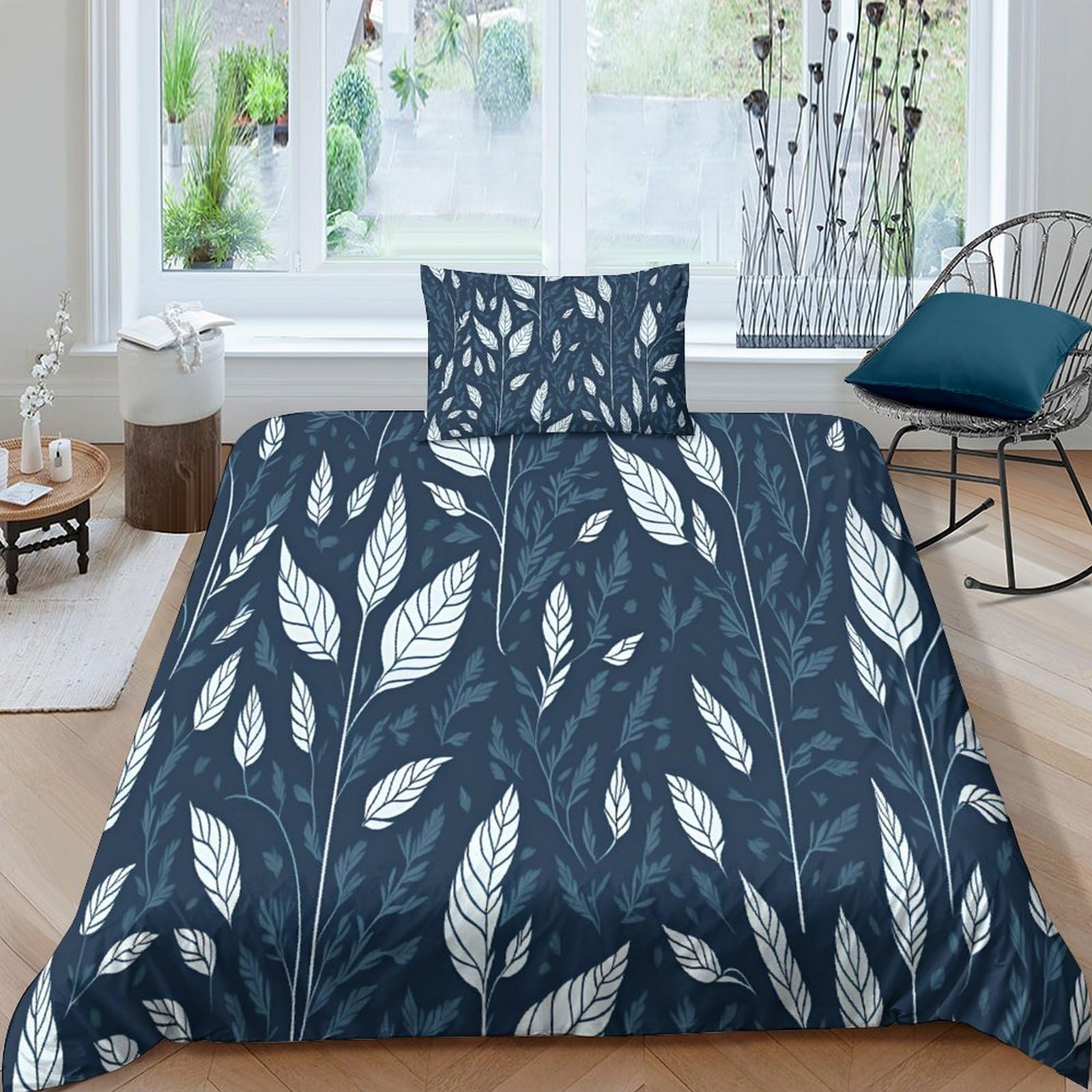 Parure de lit E feuilles d'art housse de couette single 135x200cm 3D