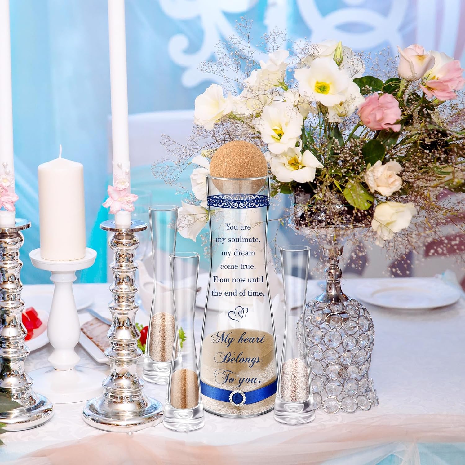 Irenare Unity Sand for Wedding Ceremony Set Include Ceremony Vase, Sand, Cork Stopper for Weddings Engagement Anniversary(Attractive)