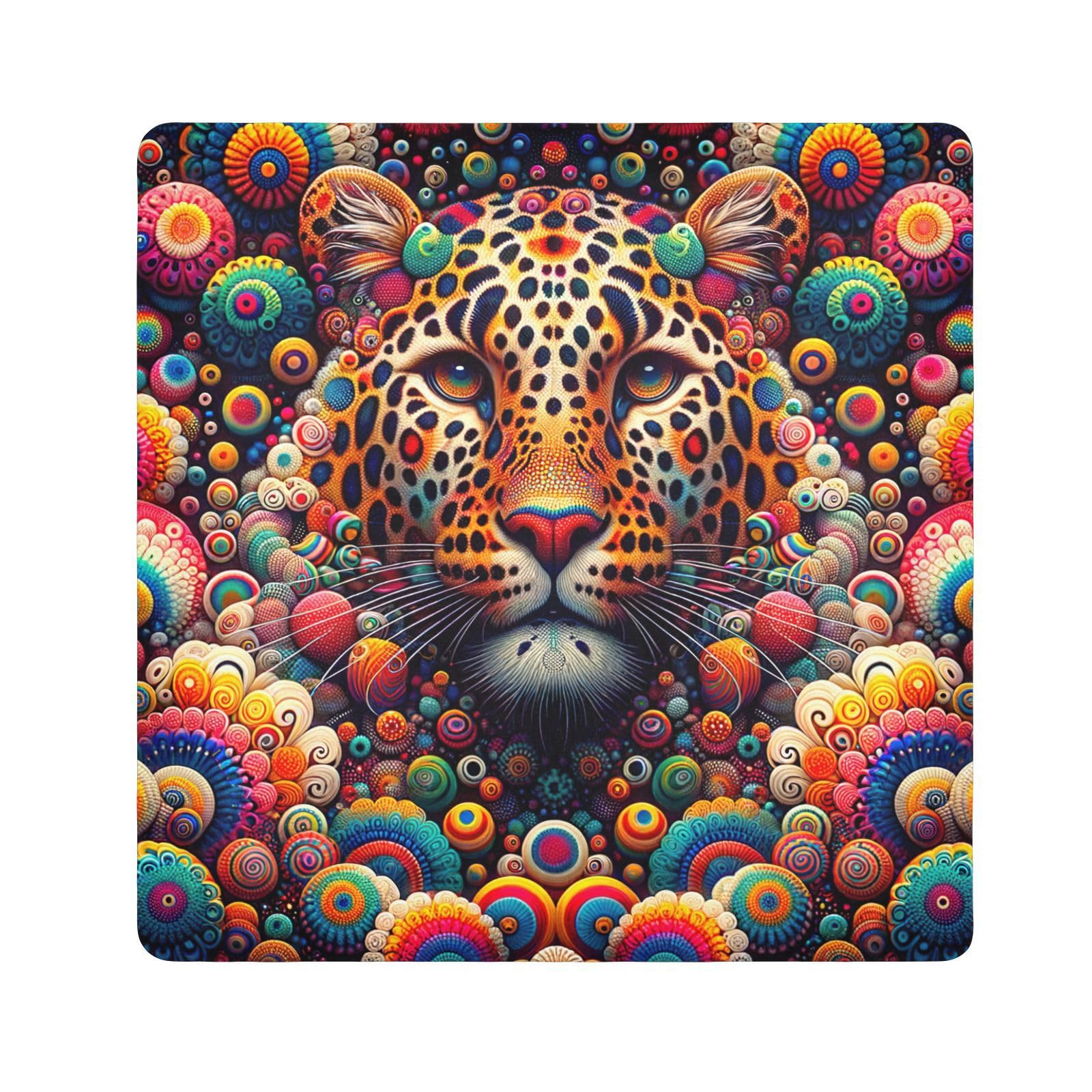 ODAWA Tie Dye Leopard Print Self-adhesive Cloth 13.8X13.8 Inch Travel Makeup Bag Organizer Magic Self-Adhesive Cloth for Camera, Lens, Laptop