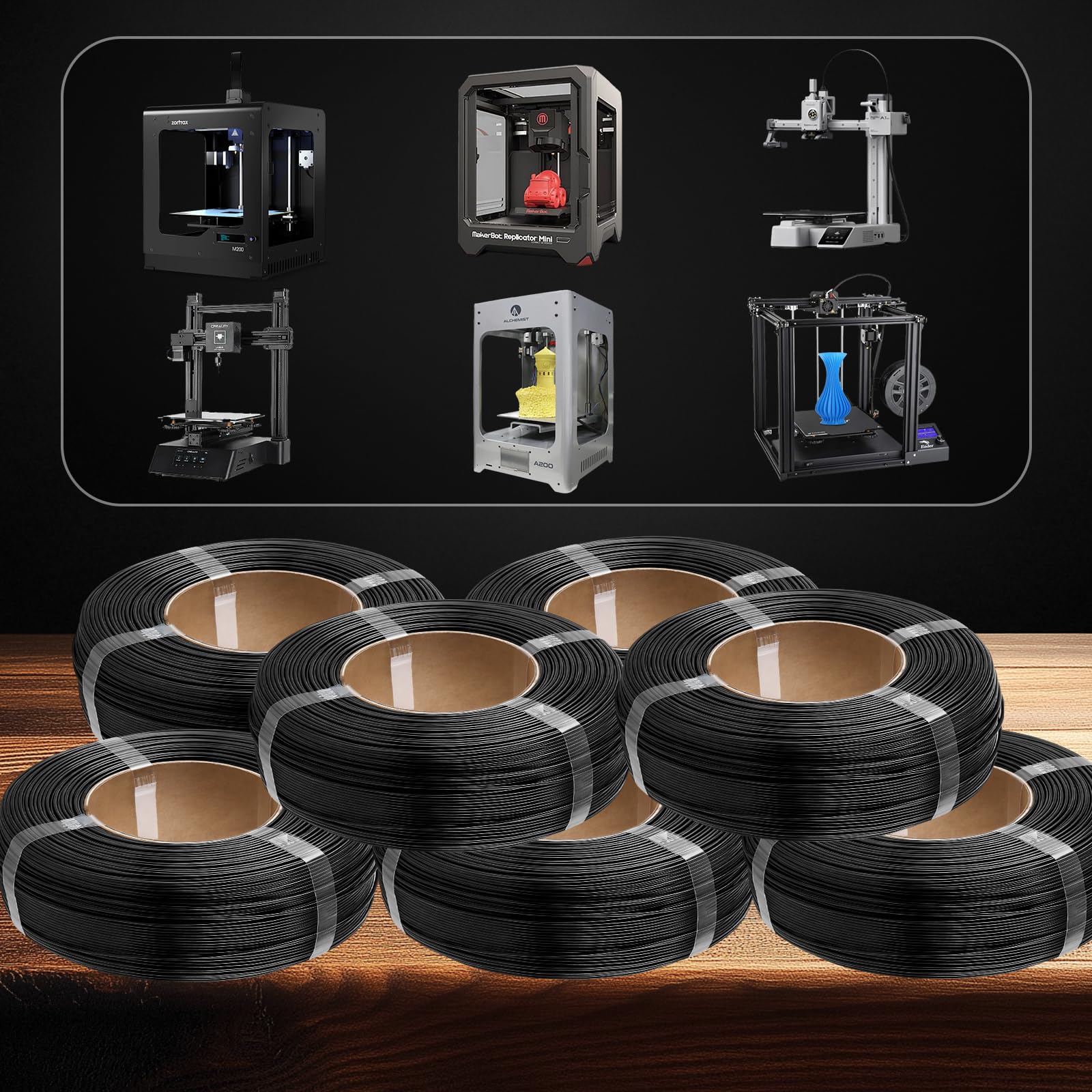 YOUNTHYE Filamento PETG 1.75 mm Negro Mate 5KG, Refill sin Bobina, Filamento para Impresora 3D FDM de Alta Velocidad, Precisión +/-0.02 mm, Compatible con Bobinas Reutilizables