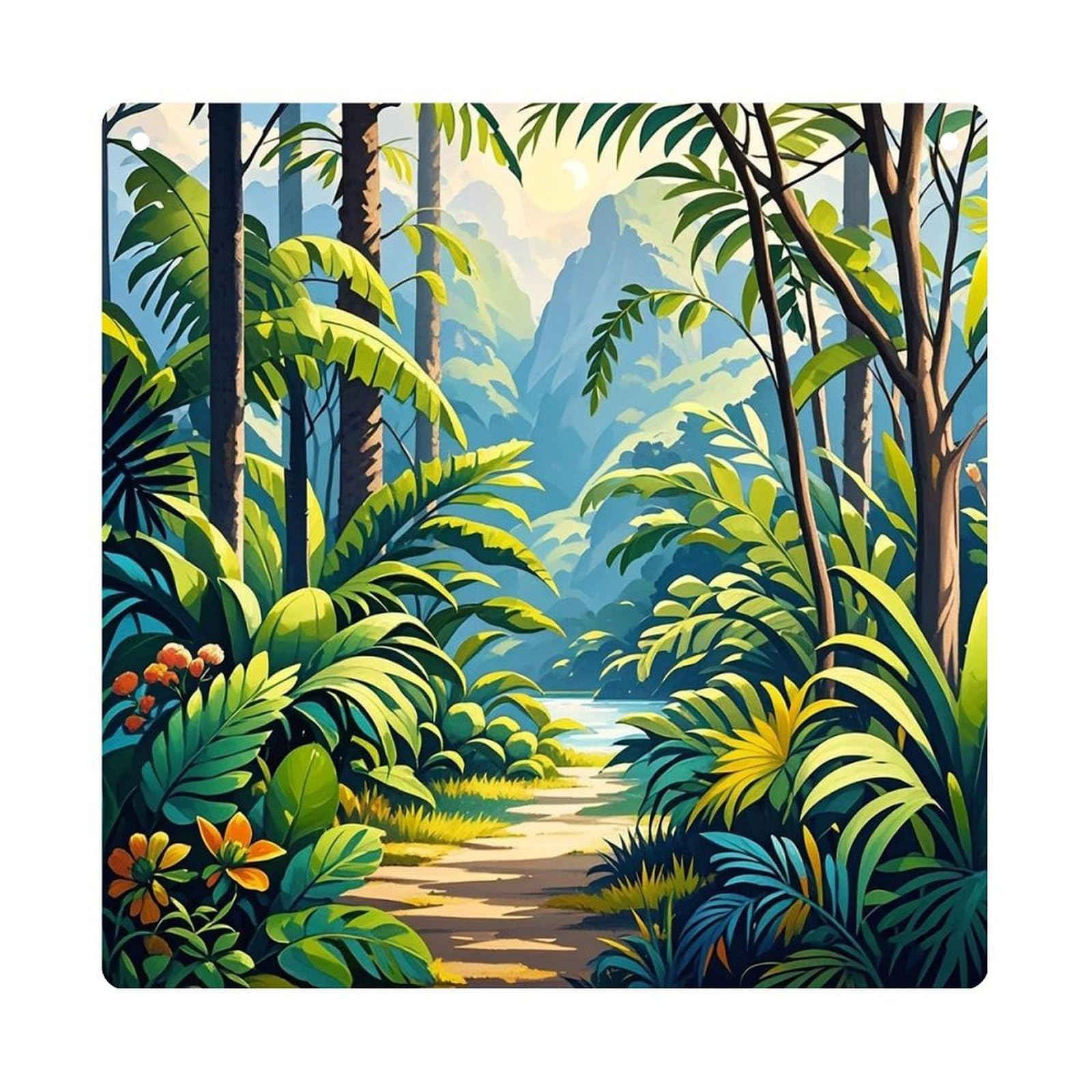 Tropical Jungle Painting (2) Hanging Ornament Wall Decor Pendant