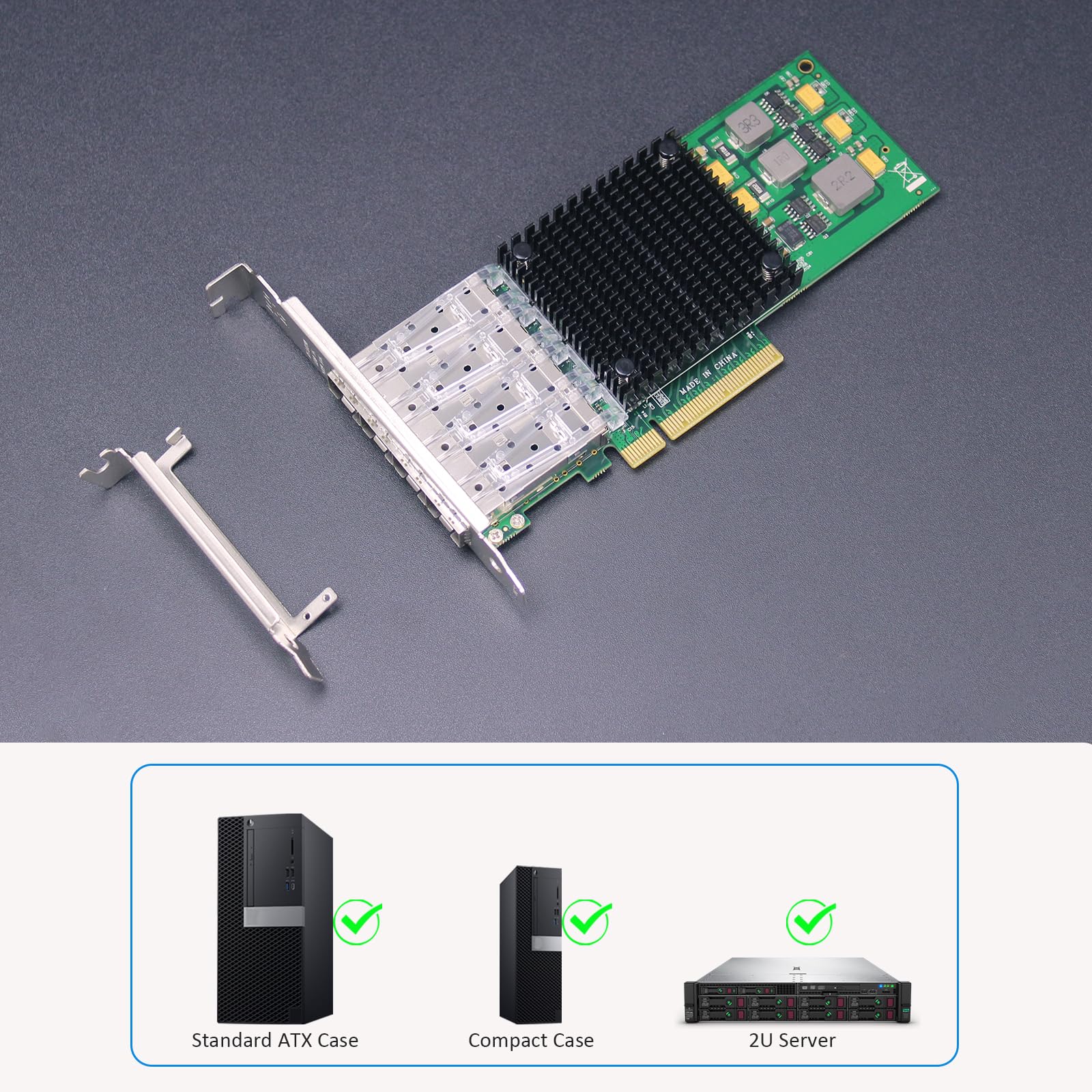 GLOTRENDS ST7322 4-portowa karta sieciowa serwerowa 10GbE SFP+ PCIe 3.0 x8, układ Broadcom BCM57840, obsługa TOE, iSCSI, FCoE oraz SR-IOV