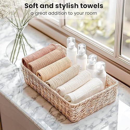 Miniatura 7 de Konssy Paquete de 6 paños de lavado suave para lavar la cara, toallas faciales de algodón para pieles sensibles, removedor de maquillaje facial,