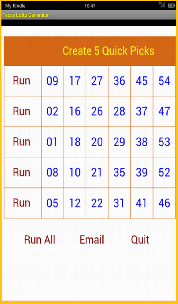 Texas Lotto Generator App on Amazon Appstore