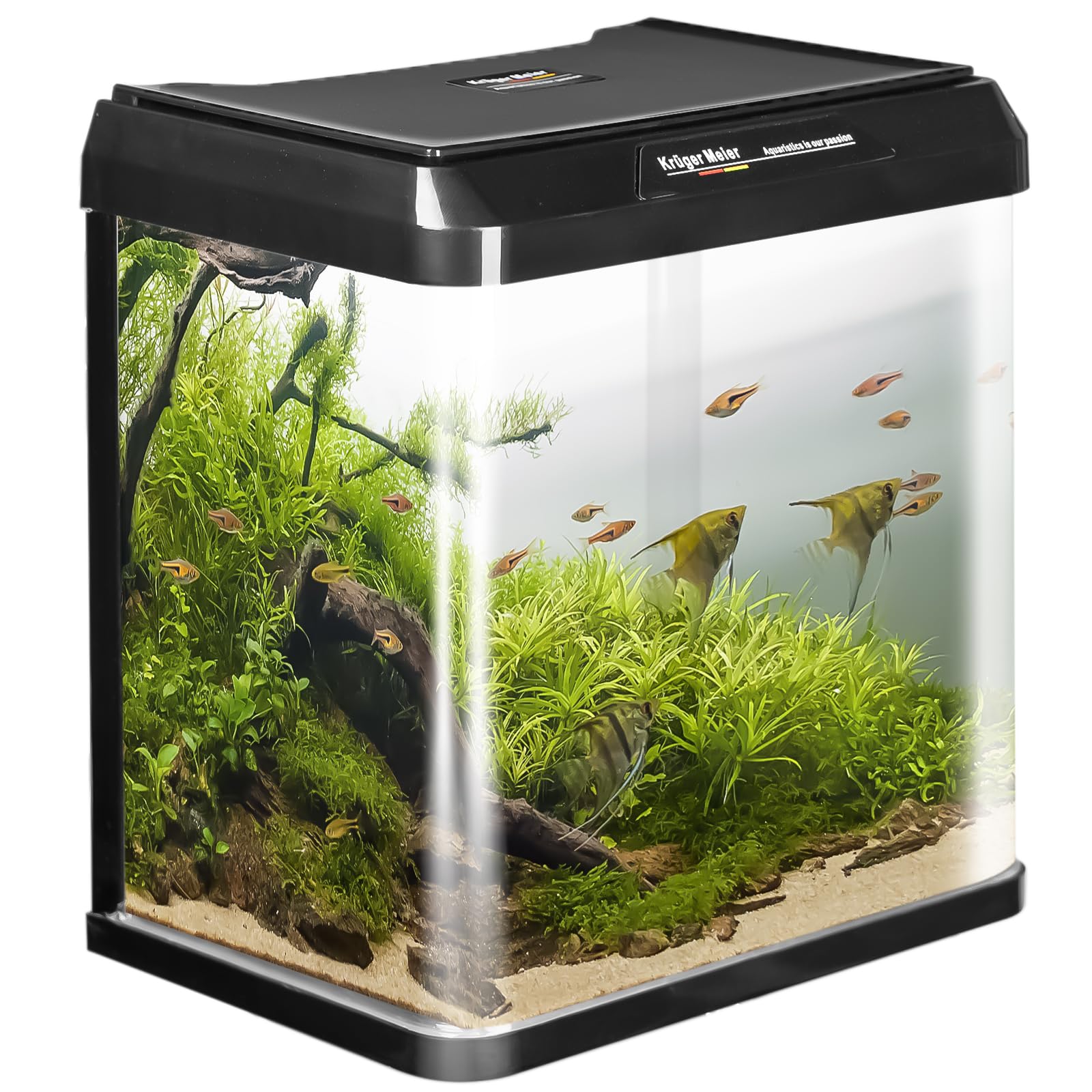 Kruger Meier Como Aquarium 7L Komplettset Schwarz mit LED Beleuchtung für Einsteiger