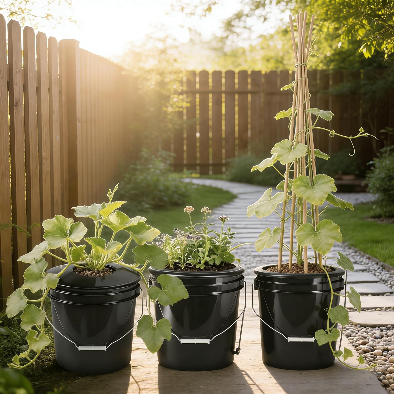 6 Inch Net Pots with Wide Lids for 3.5 and 5 Gallon Buckets 5 Pack Hydroponic Net Cups