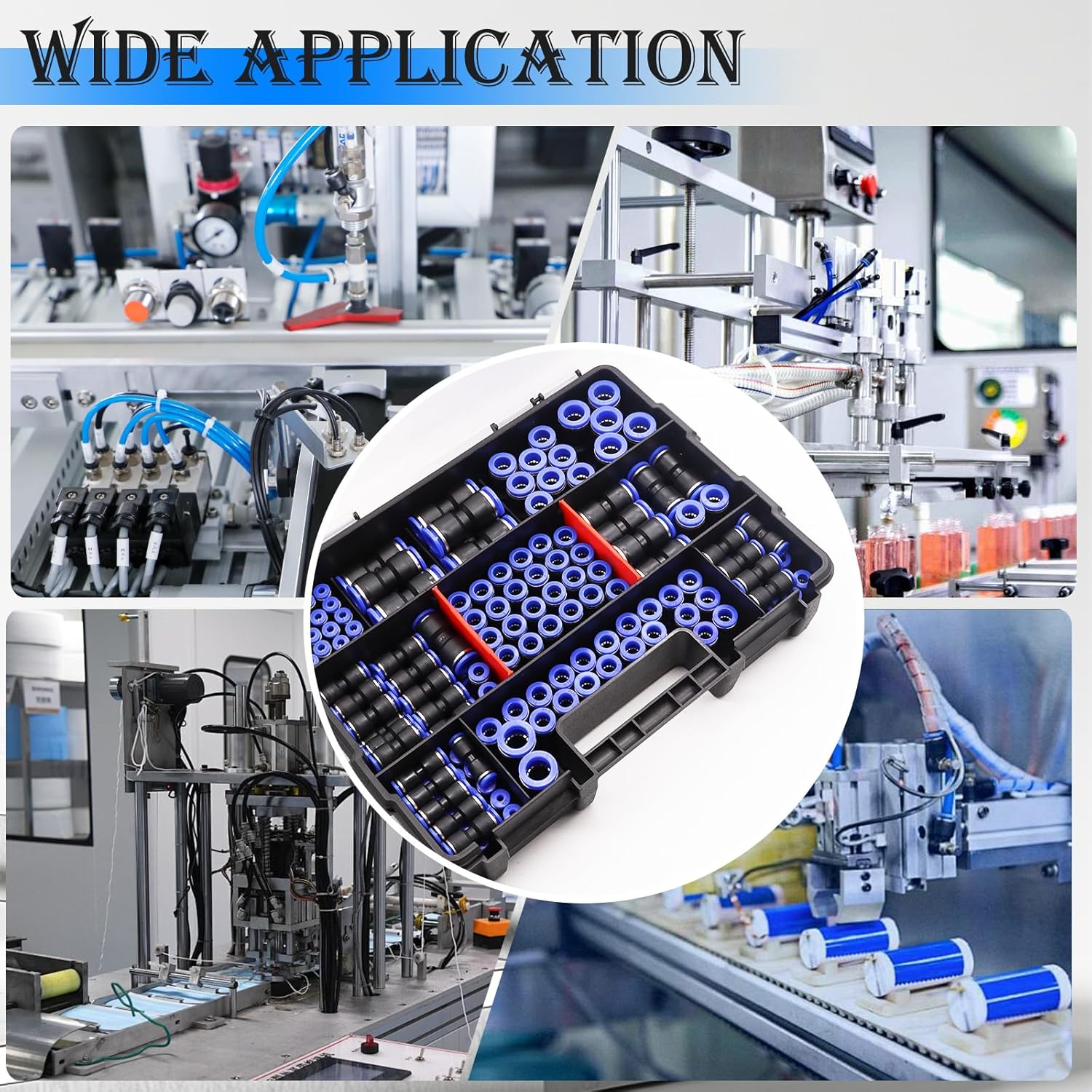 mxuteuk 170PCS Quick Connect Air Hose Fittings,1/8 1/4 5/16 3/8 1/2 inch & 4/6/8/10/12mm Straight Push to Connect Fittings,Quick Release Pneumatic Air Line Fitting