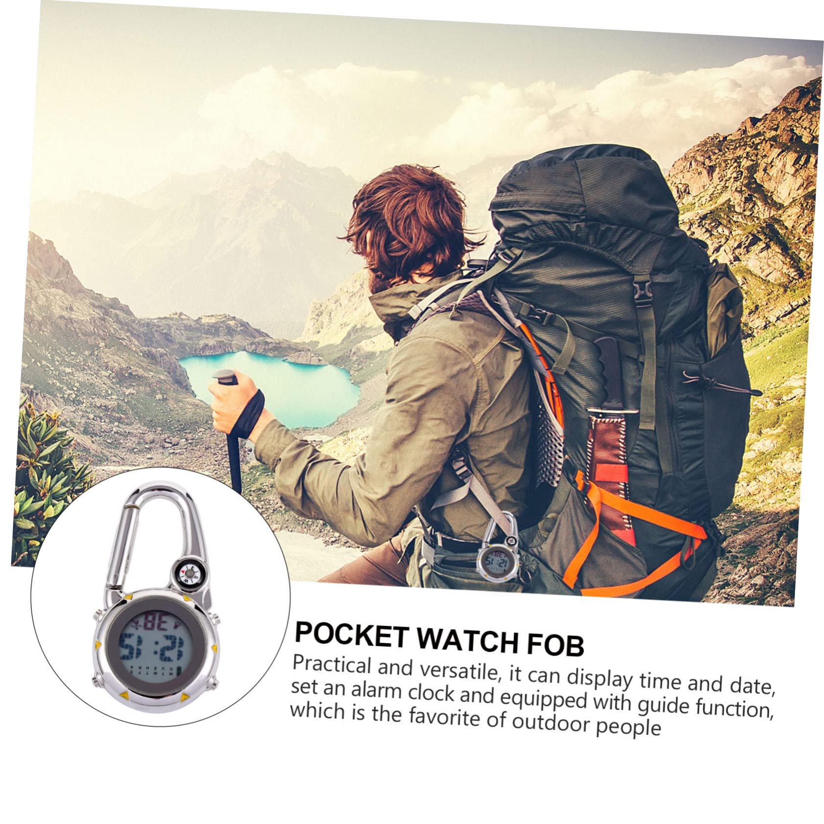 HEMOTON Bergsteiger Hakenhangtisch Karabiner Uhr Clip zur Kompassuhr Clip ansehen Taschenuhr-Anhänger hängende Uhr Kletteruhr Bandmaterial: Edelstahl Yellow
