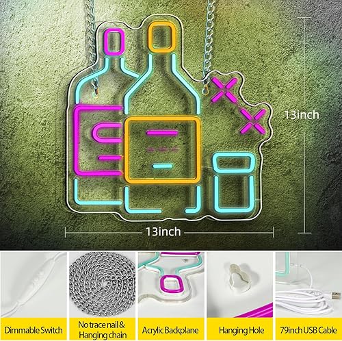 Miniatura 2 de Letreros de neón de cerveza para decoración de pared, letreros de barra de cerveza de neón LED para decoración de cuevas de hombre, letreros de