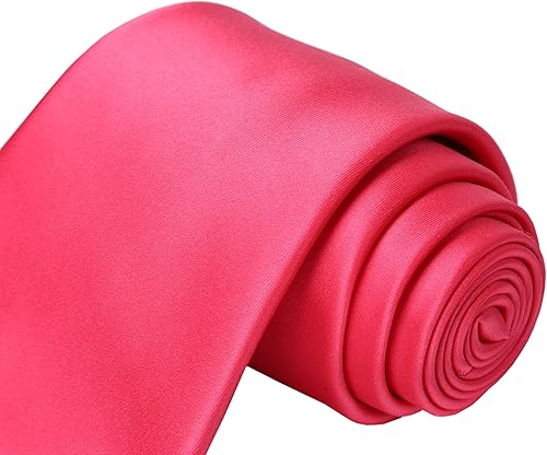 Vista 213 de KissTies Juego de corbatas de satén para hombre + pañuelo de bolsillo Rojo