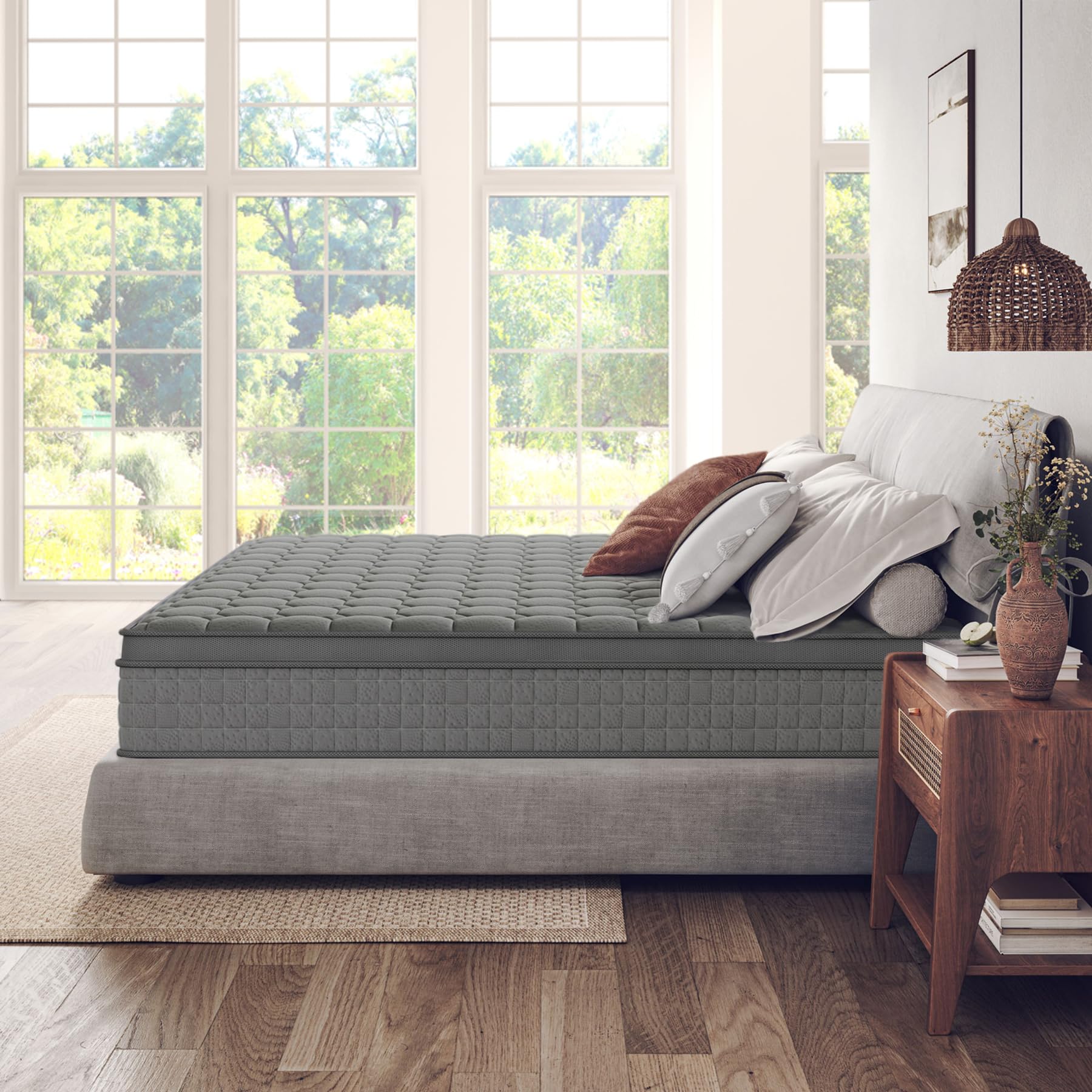 Vesgantti Hybridmatratze 120x200, H3 7-Zonen Druckentlastung Orthopädische Matratze, Taschenfederkernmatratze Oeko-TEX Zertifiziert, atmungsaktiv (30 cm Tight Top, grau)‌