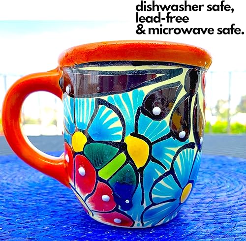 Miniatura 7 de Talavera Fiesta - Taza de café de cerámica mexicana pintada a mano, multicolor