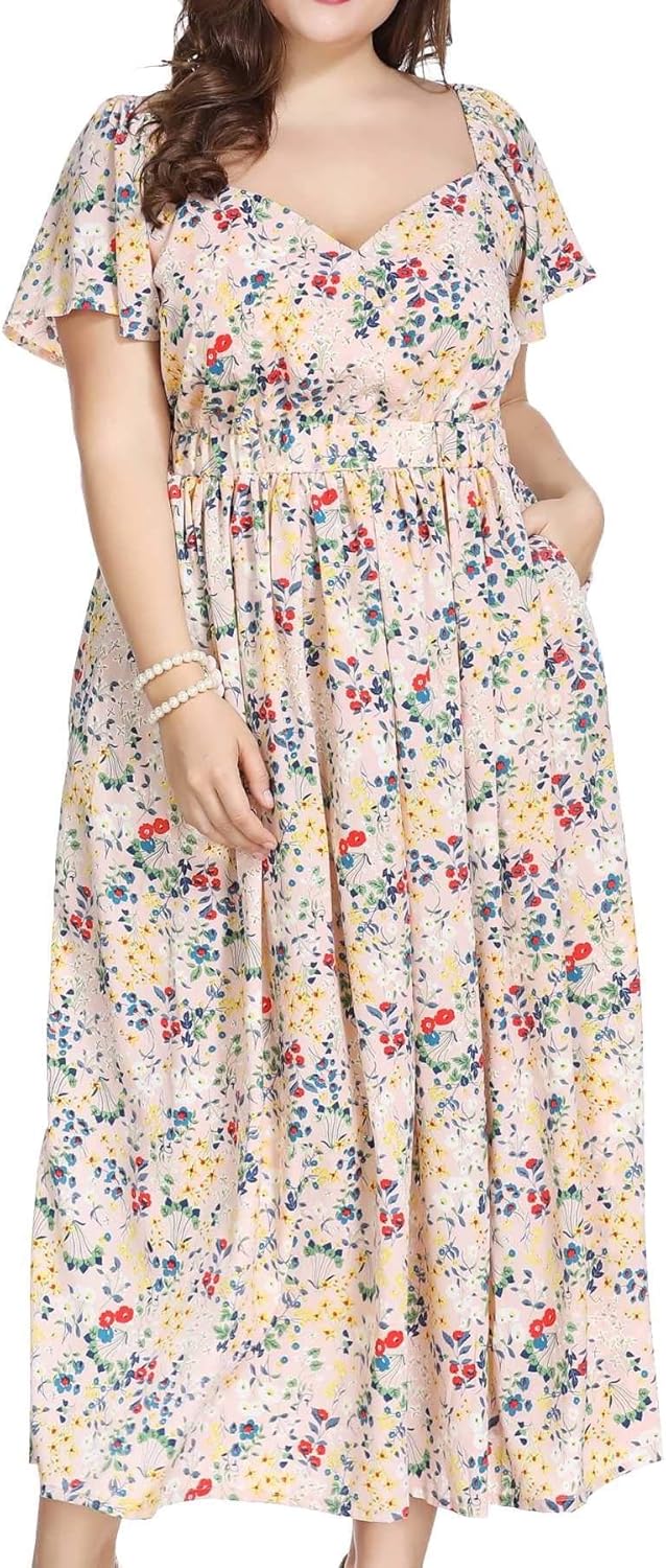 Plus size summer dresses with pockets Clearance