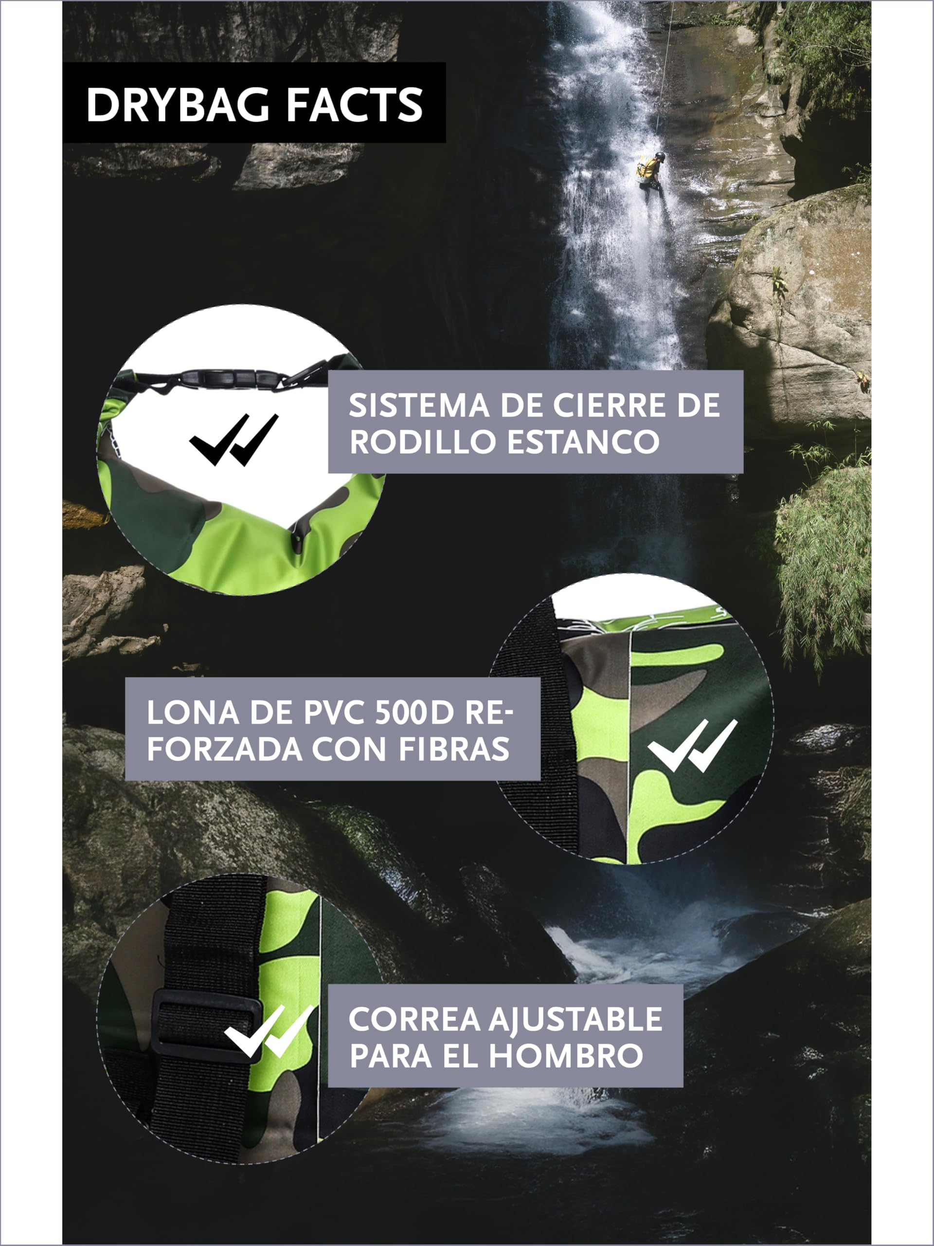 DonDon Dry Bag Bolsa Impermeable 2l, 5l, 10l, 15l, 20l, 30l con Bandolera — view 2