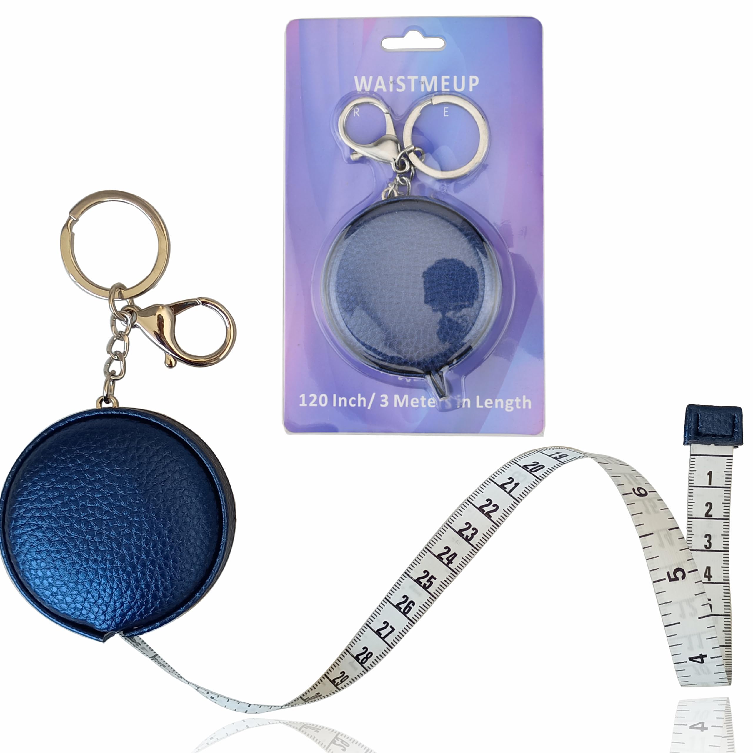 Cinta métrica para medir el cuerpo, doble escala, para costura corporal, regla flexible para mediciones de cuerpo médico, regla, llavero retráctil, mini cinta métrica 300 cm (azul real)