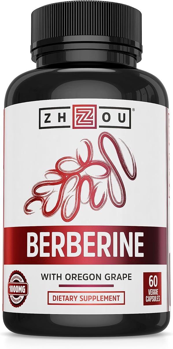 Zhou Berberine with Oregon Grape - Berberine Supplement for Women & Men, Gut Health, Metabolic Function, Berberine 1000mg Per Capsule - 60 Vegetarian Capsules (Pack of 1)