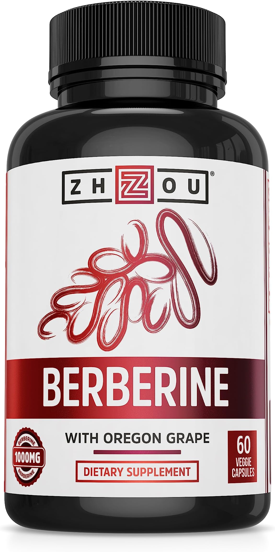 Berberine with Oregon Grape - Berberine Supplement for Women & Men, Gut Health, Metabolic Function, Berberine 1000mg Per Capsule - 60 Vegetarian Capsules (Pack of 1)