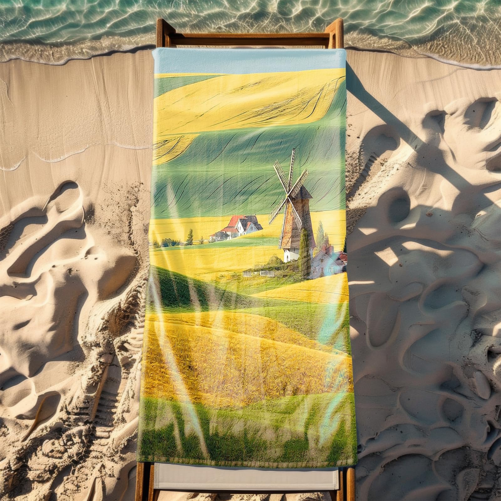 Genérico Toalla Playa Grande Campo Amarillo Verde Microfibra Secado Rápido Oversize Toalla Sin Arena Súper Ligera Piscina Camping Picnic Yoga Gimnasio Y Deportes Viaje